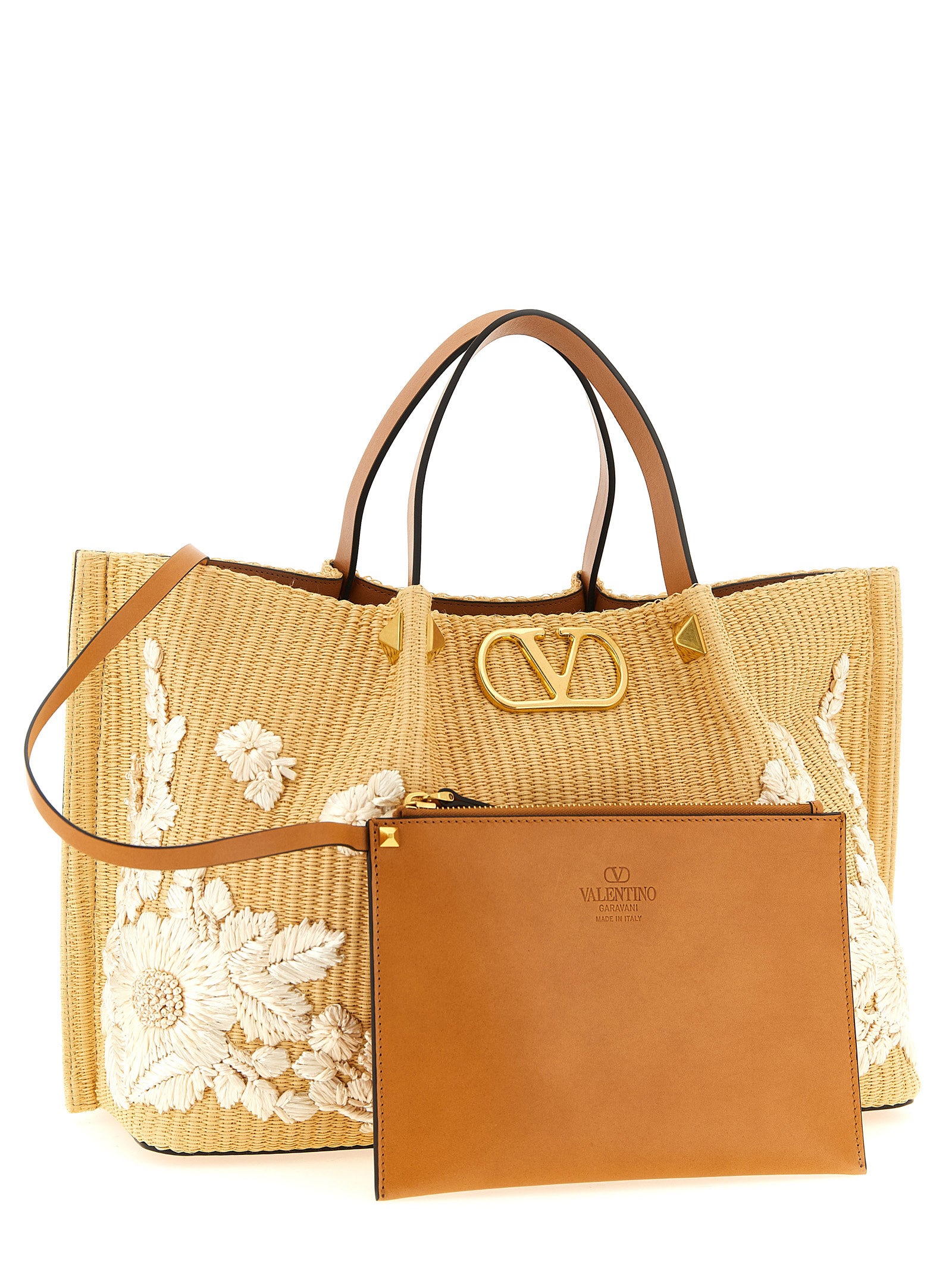 Valentino Garavani Beige Cotton Tote Women's Bag