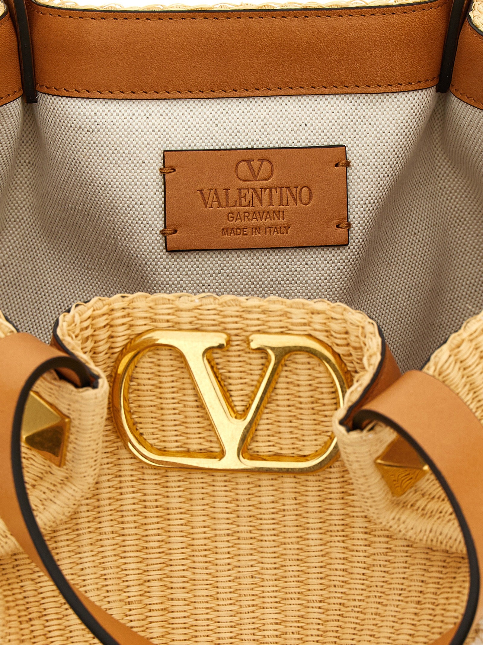 Valentino Garavani Beige Cotton Tote Women's Bag