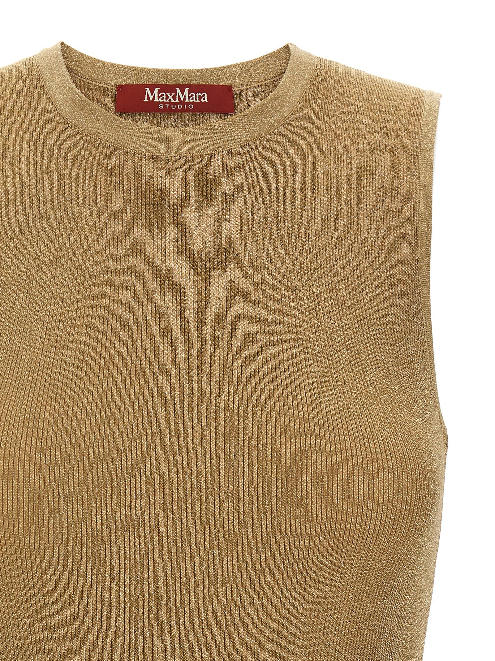 Max Mara Gold Polyamide Sleeveles Women's T-Shirt