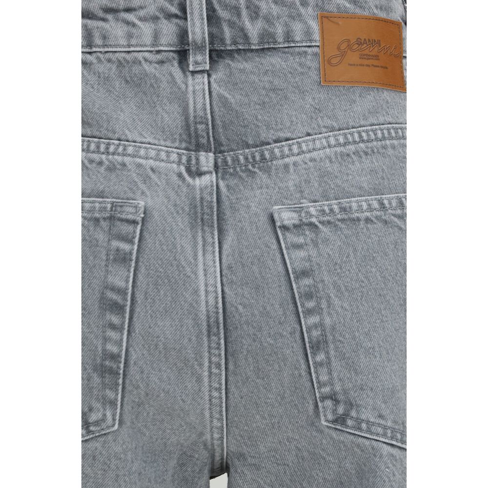 Ganni Gray Cotton Straight-Leg Women's Jeans