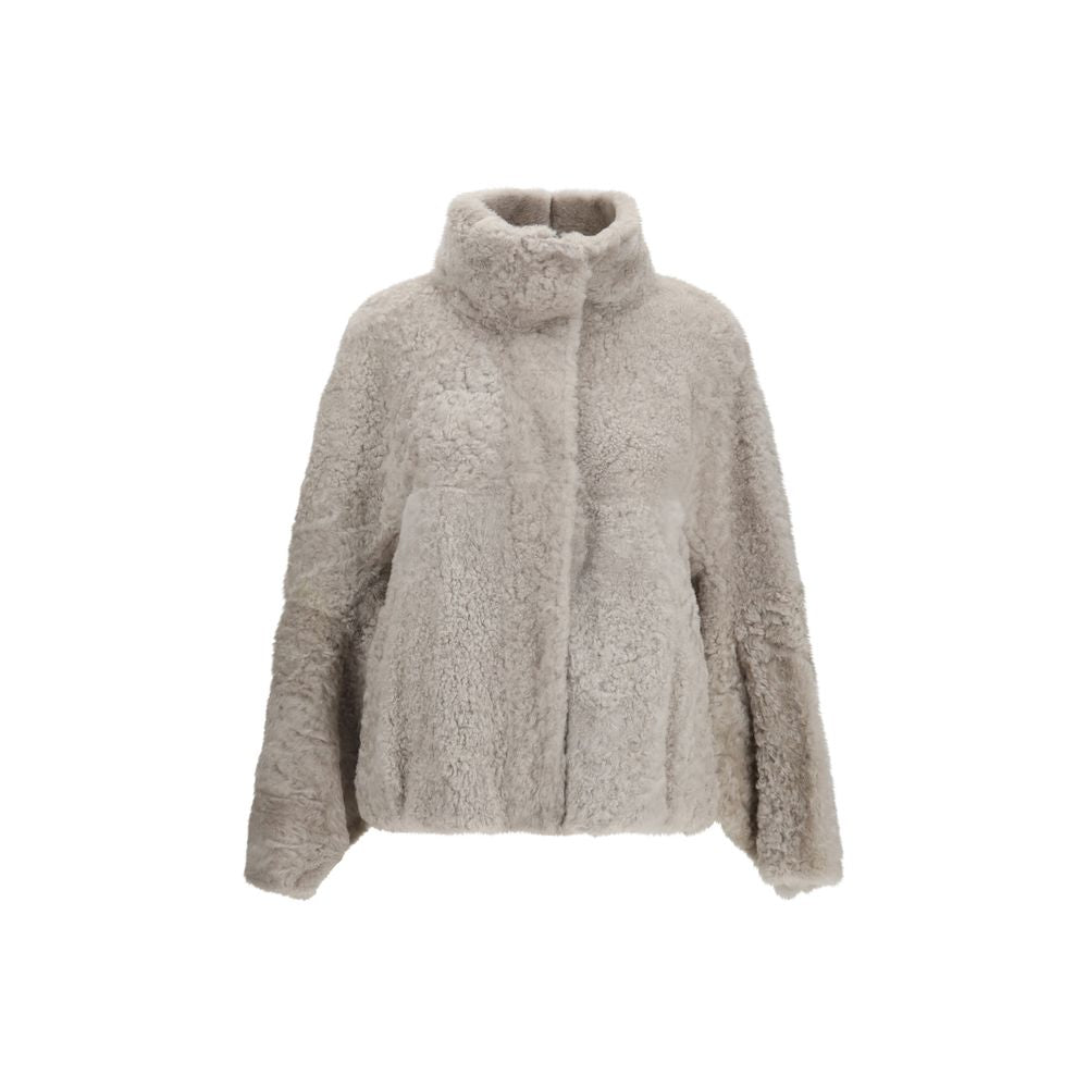 Brunello Cucinelli Gray Faux Fur Full-Length Women's Jacket