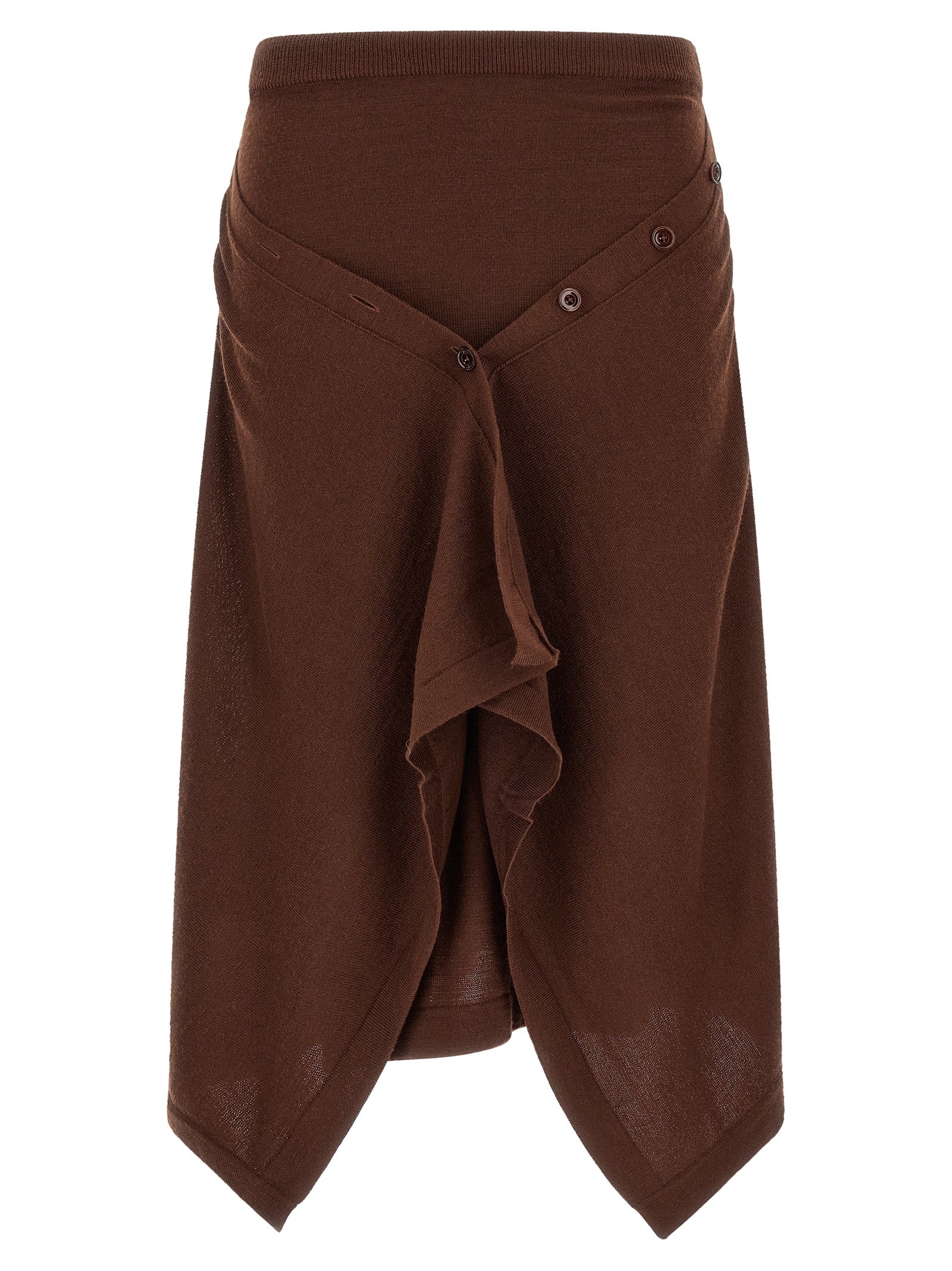Lemaire Brown Wool Midi Women's Skirt