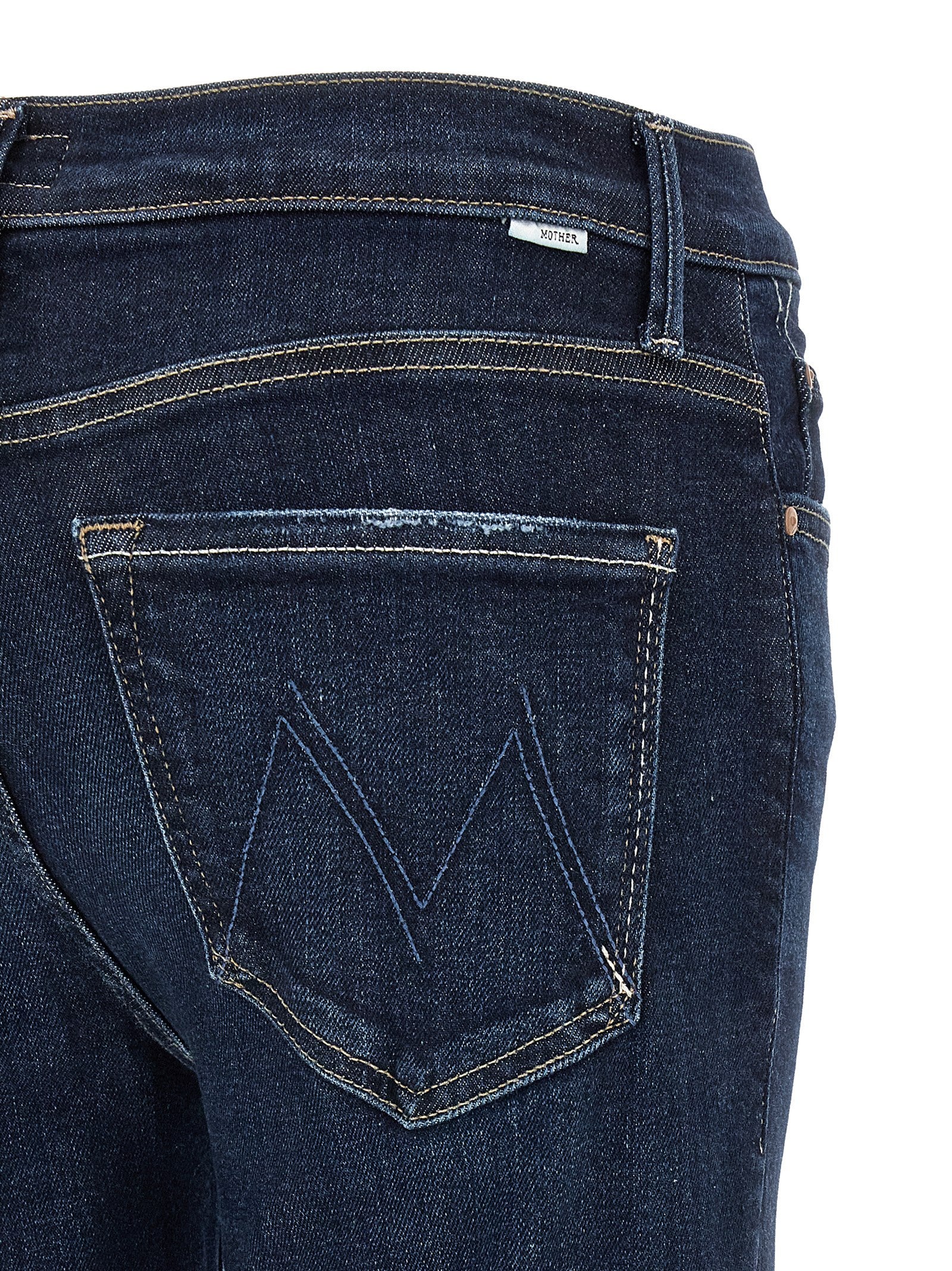 Mother Denim Blue Cotton Straight-Leg Women's Jeans