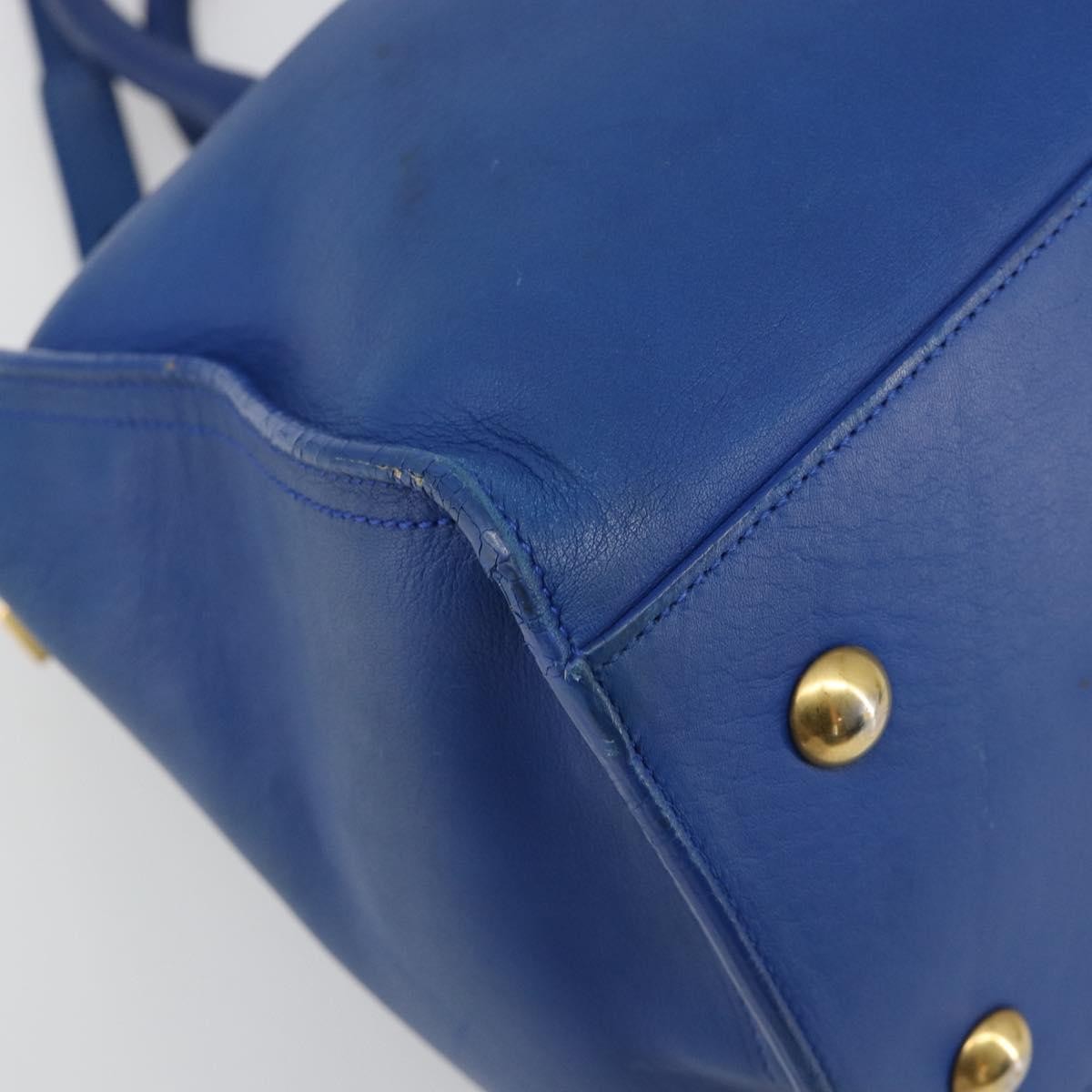 Saint Laurent Classic Y Cabas Leather Blue Leather Tote Bag Bag (Pre-Owned)