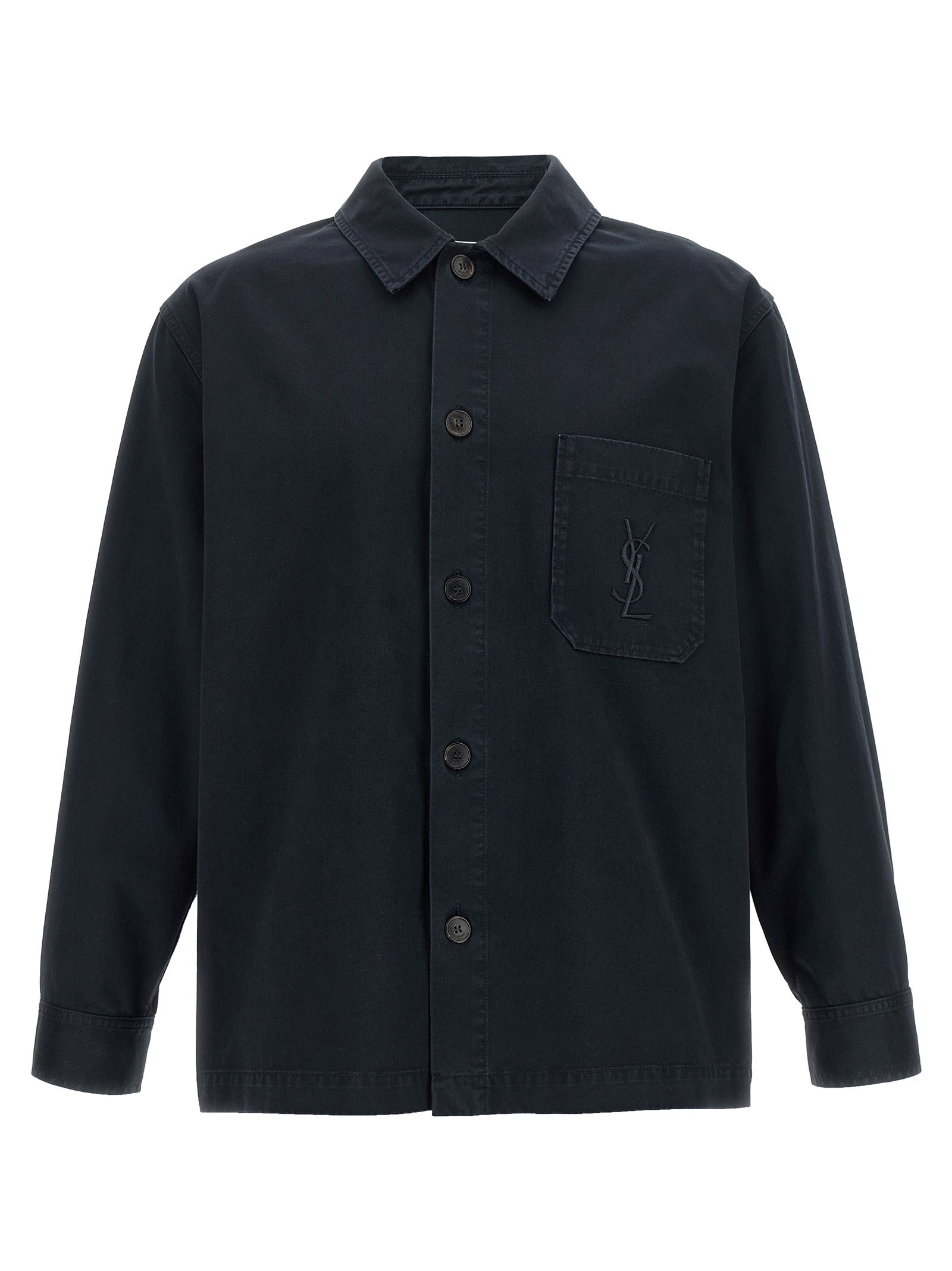 Saint Laurent Blue Cotton Men's Blouse