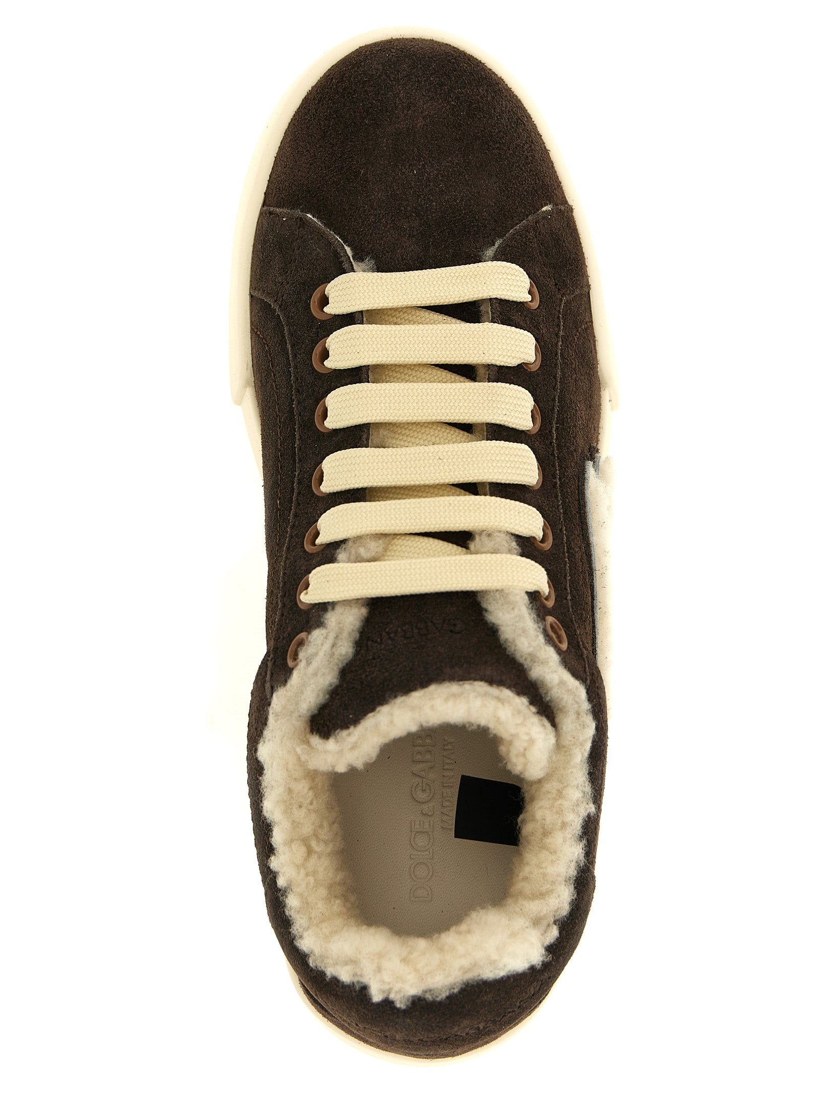 Dolce & Gabbana Brown Calfskin Low Top Women's Sneakers