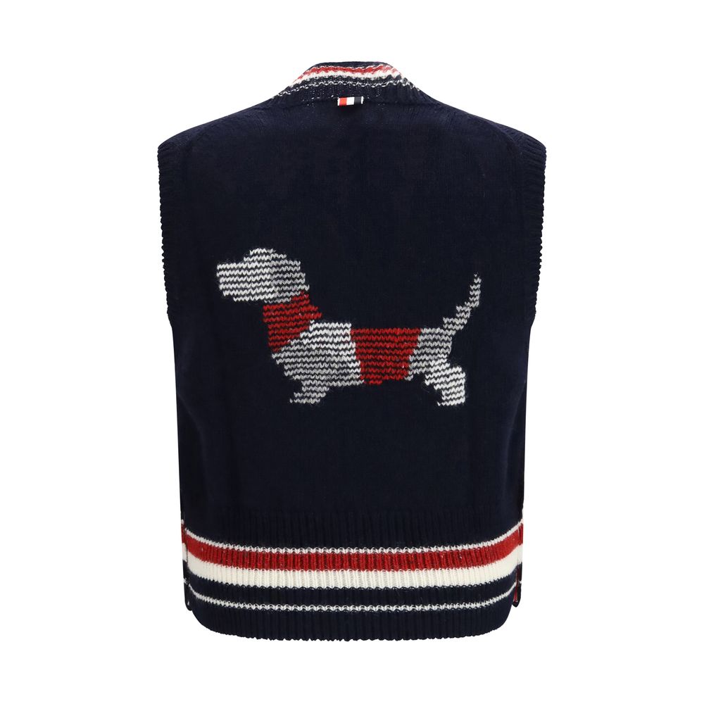 Thom Browne Blue Wool Oves Aries Sleeveles Men's Sweater