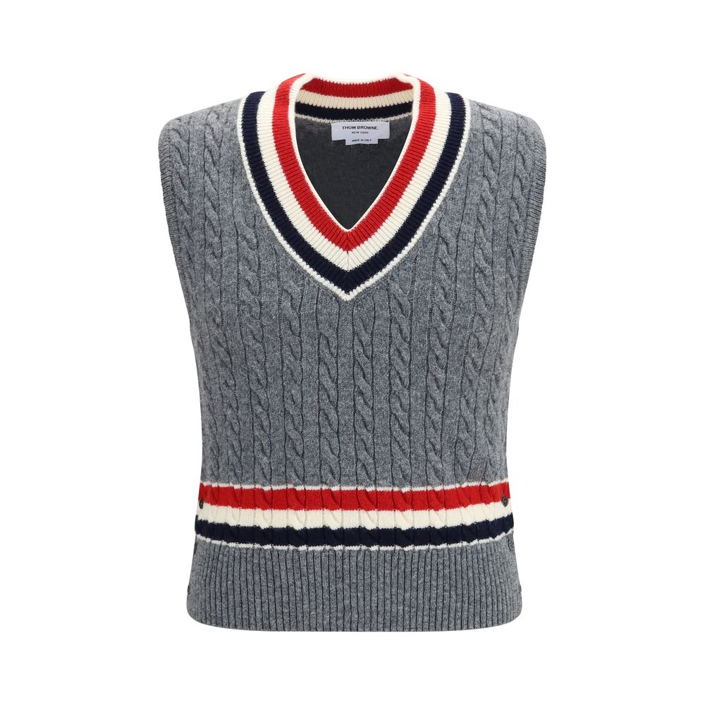 Thom Browne Gray Wool Oves Aries Sleeveles Men's Sweater
