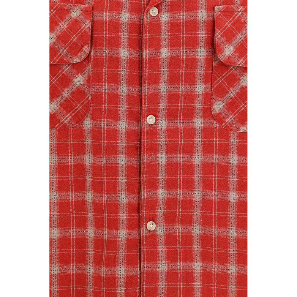 FOUND Red Cotton Pattern Men's Shirt