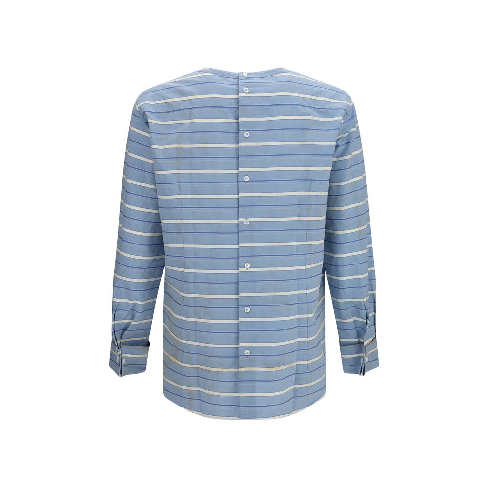 Prada Blue Cotton Pattern Men's Shirt