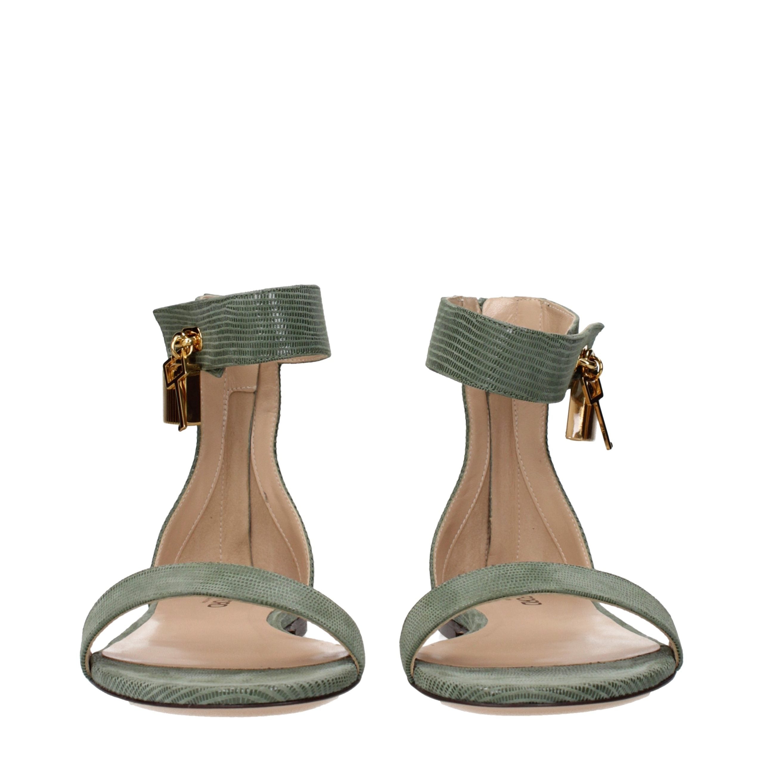 Tom Ford Green Leather Flat Women's Sandals