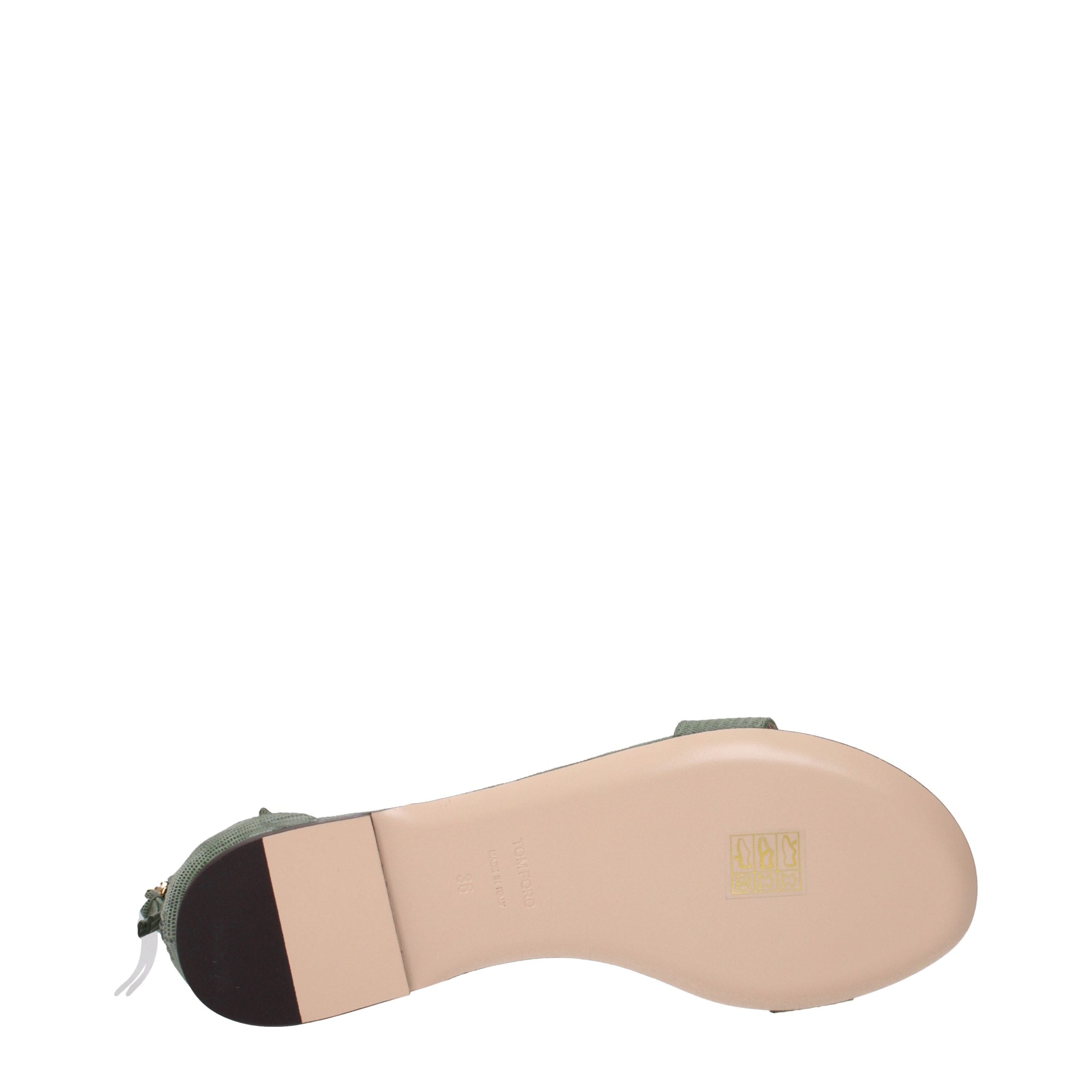 Tom Ford Green Leather Flat Women's Sandals