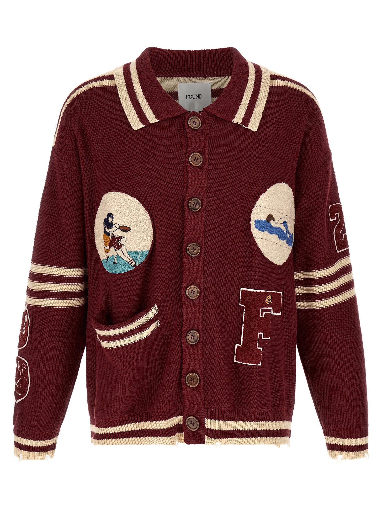 FOUND Bordeaux Cotton Men's Cardigan