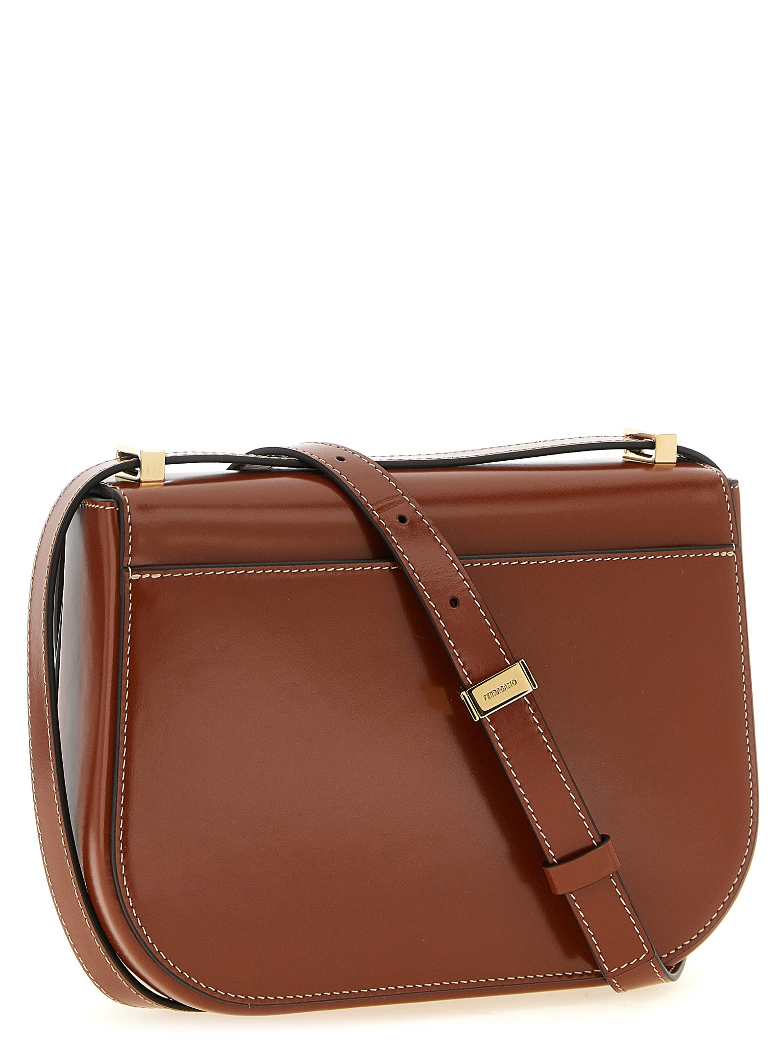 Ferragamo Brown Calfskin Crossbody Women's Bag
