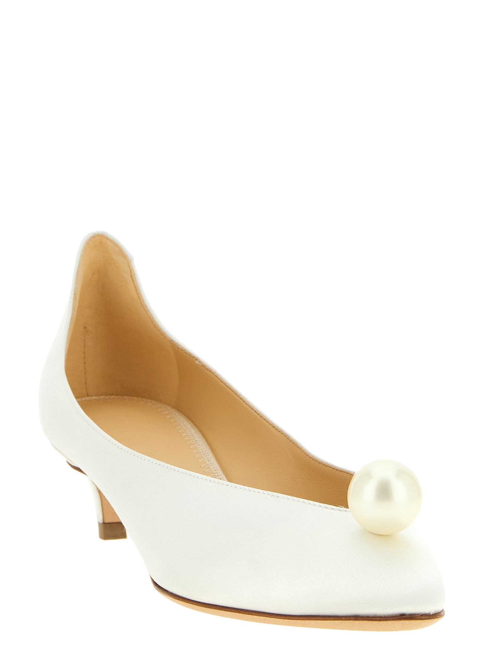 Magda Butrym White Viscose Mid Heel Women's Pumps