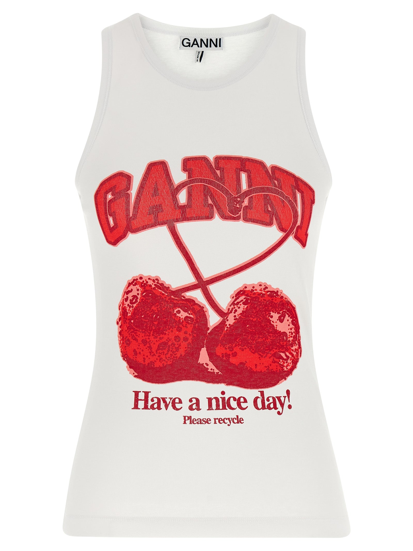 Ganni Red Organic Cotton Tank Women's Tops