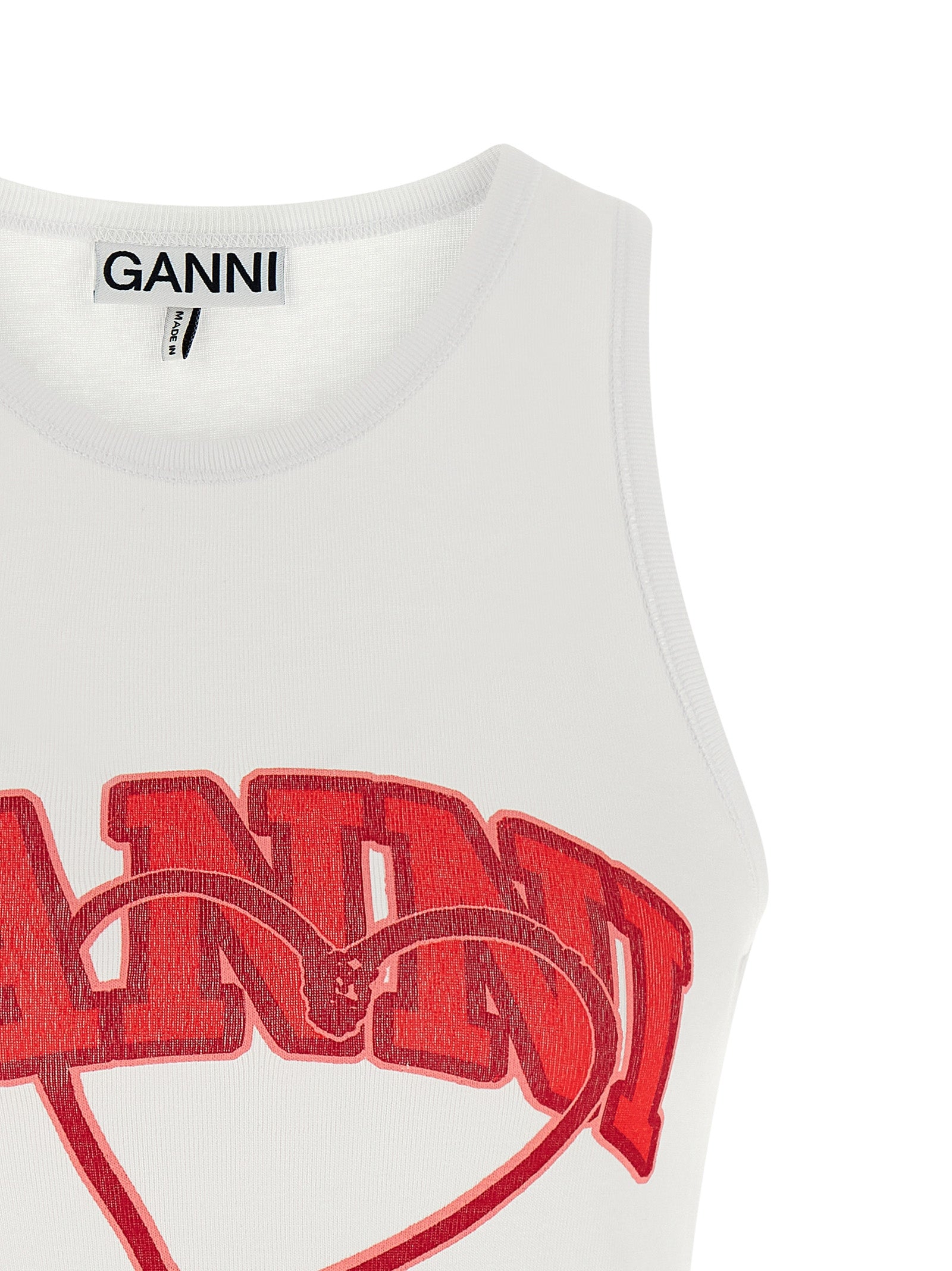 Ganni Red Organic Cotton Tank Women's Tops