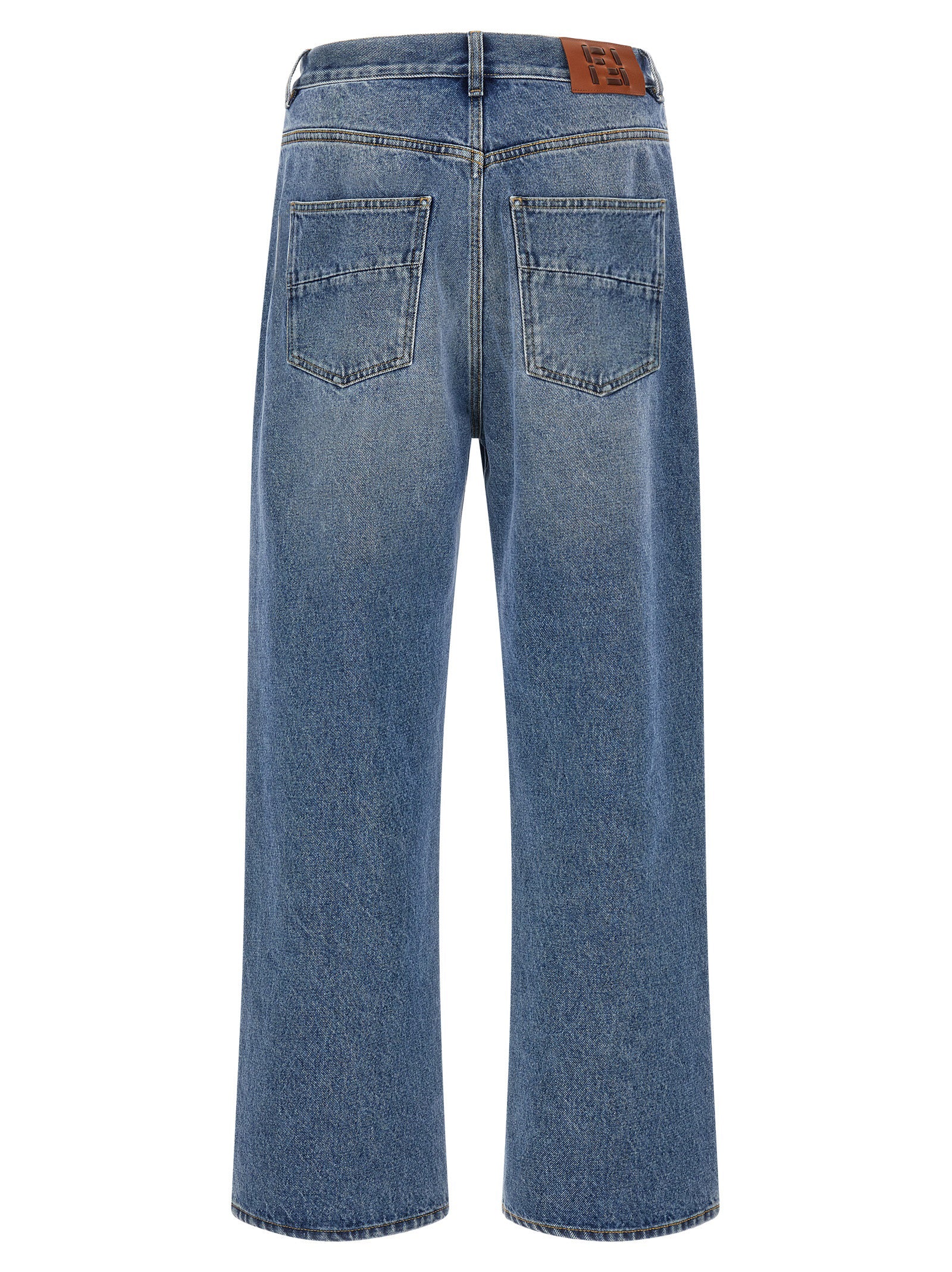 Fendi Blue Cotton Relaxed Fit Men's Jeans
