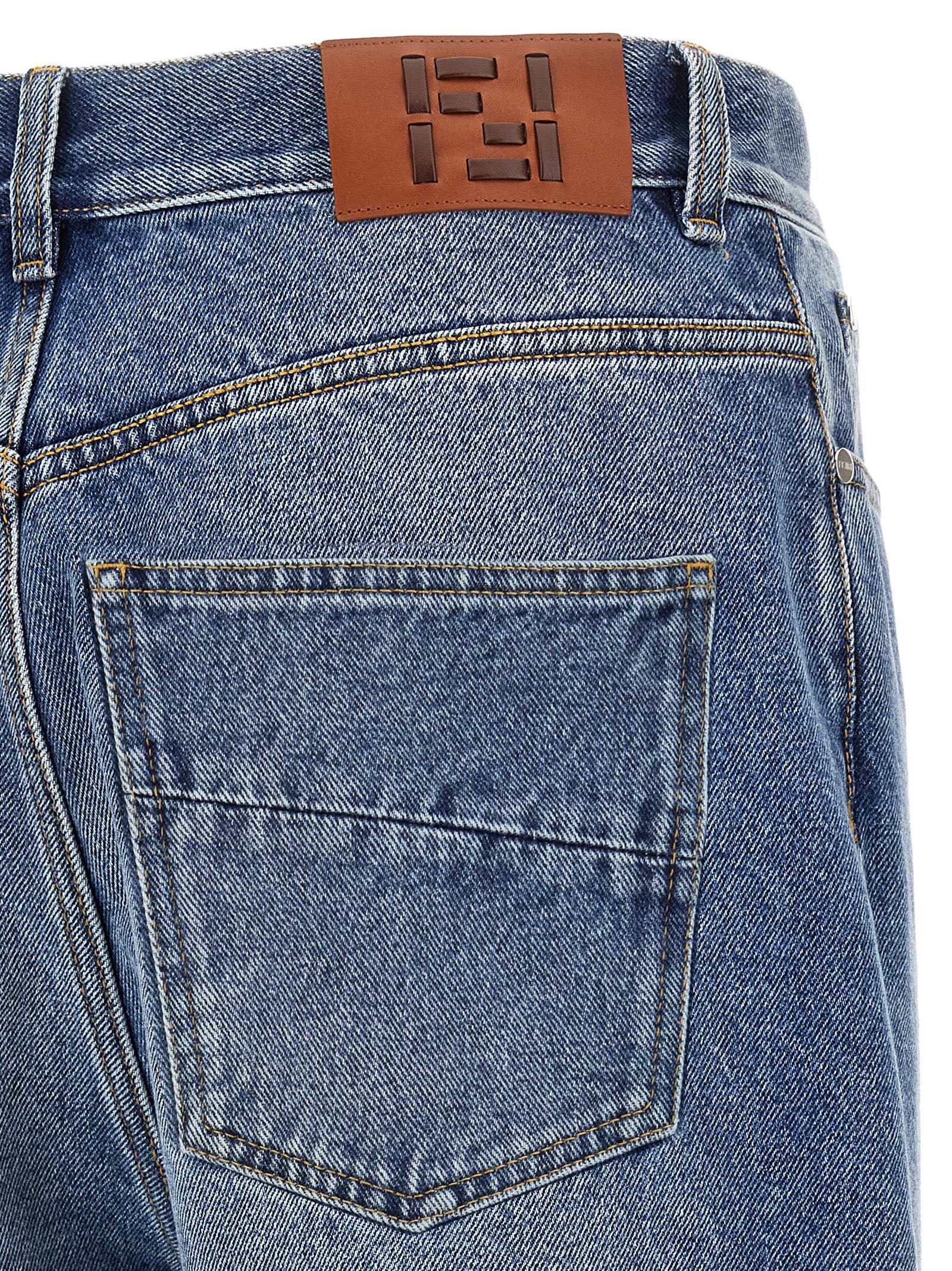 Fendi Blue Cotton Relaxed Fit Men's Jeans