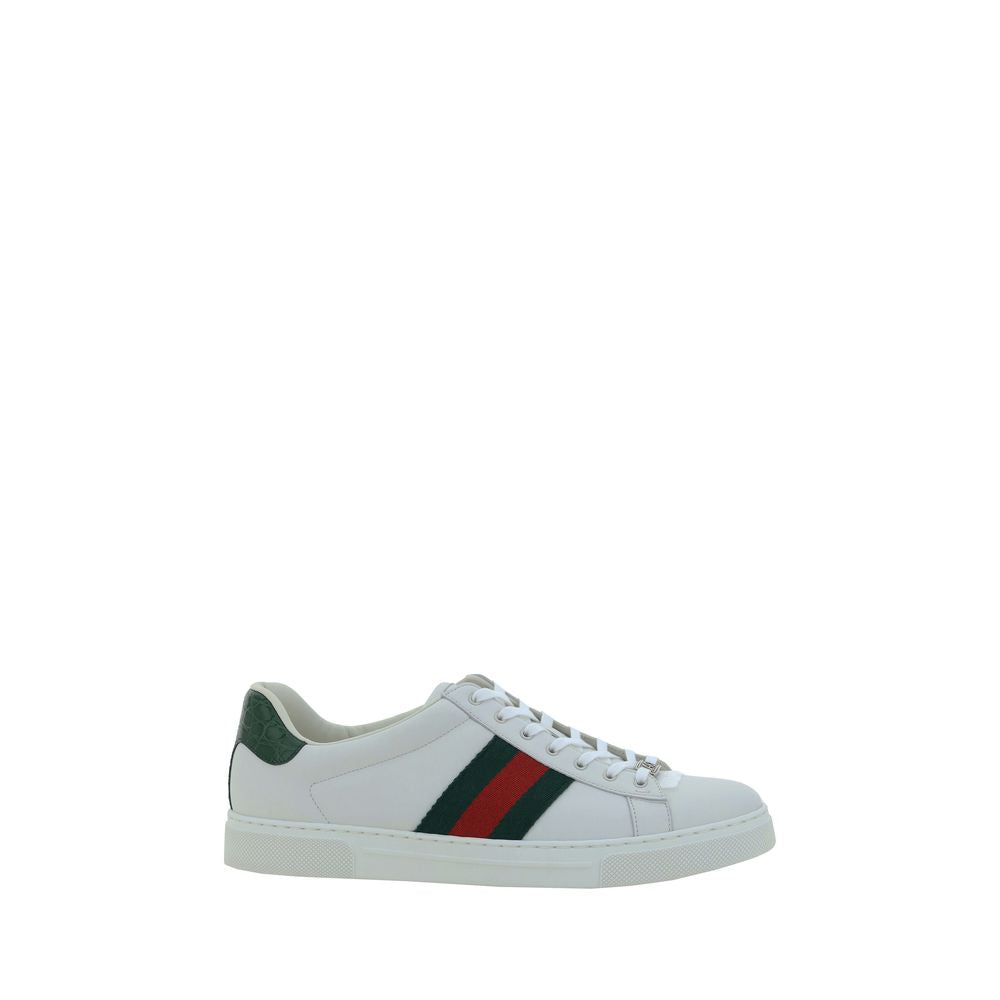 Gucci White Calf Leather Bos Taurus Low Top Men's Sneakers