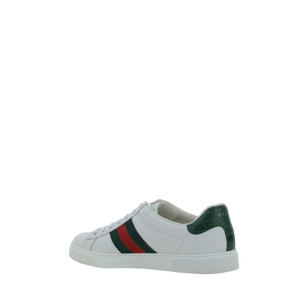 Gucci White Calf Leather Bos Taurus Low Top Men's Sneakers