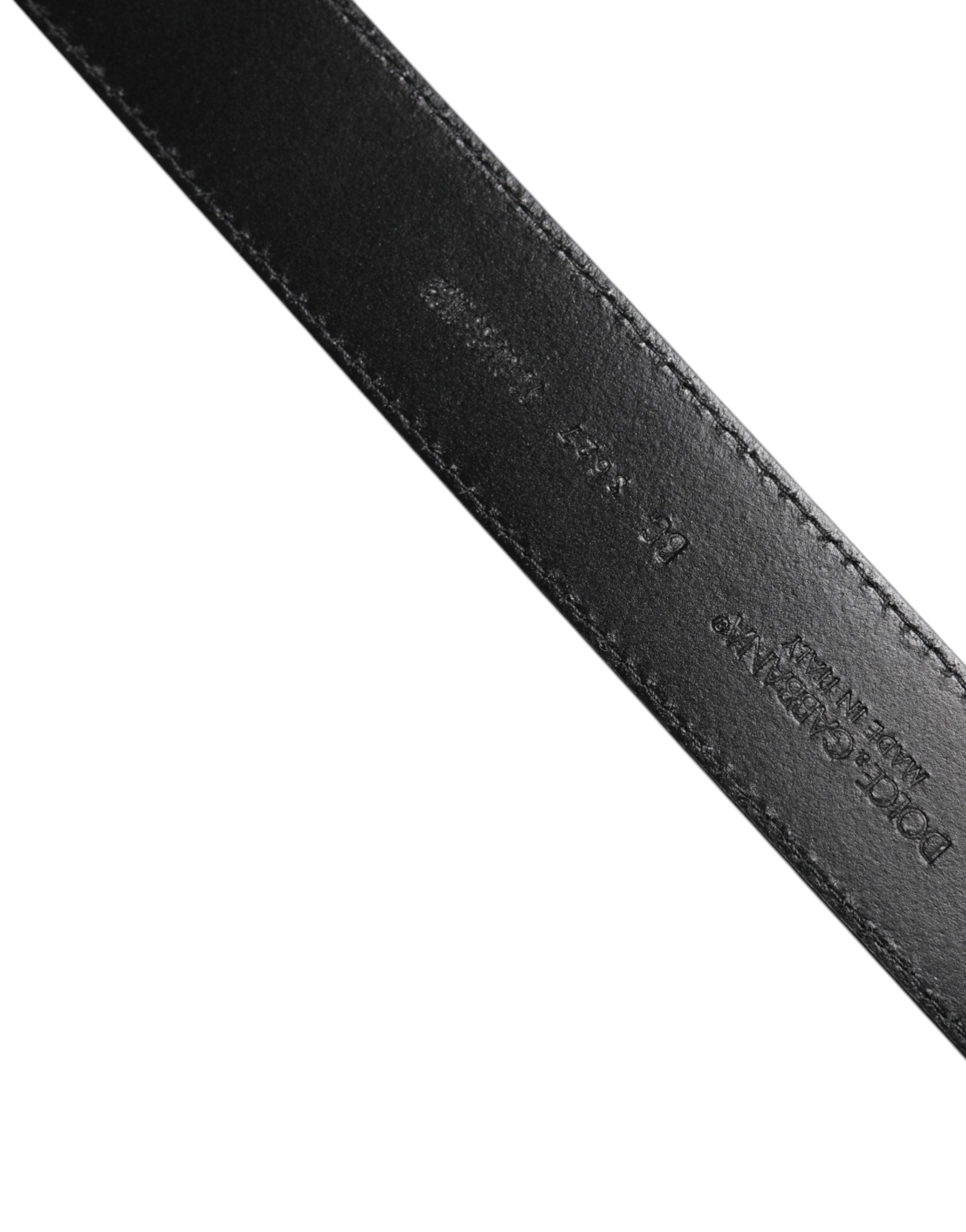Dolce & Gabbana Black Calf Leather Classic Silver Buckle Men's Belt