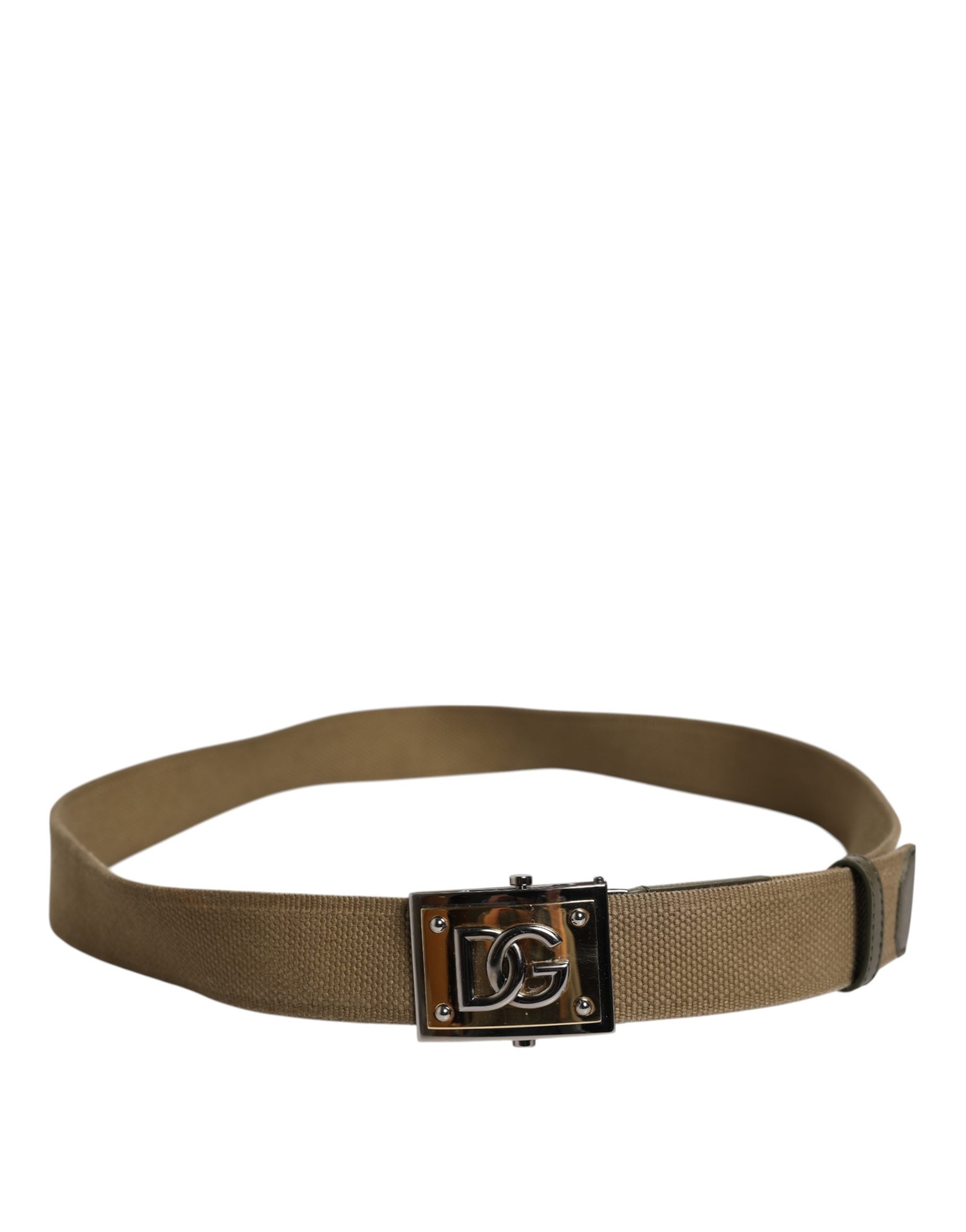 Dolce & Gabbana Men Military Green DG Logo Plaque Buckle Men's Belt (Pre-Owned)