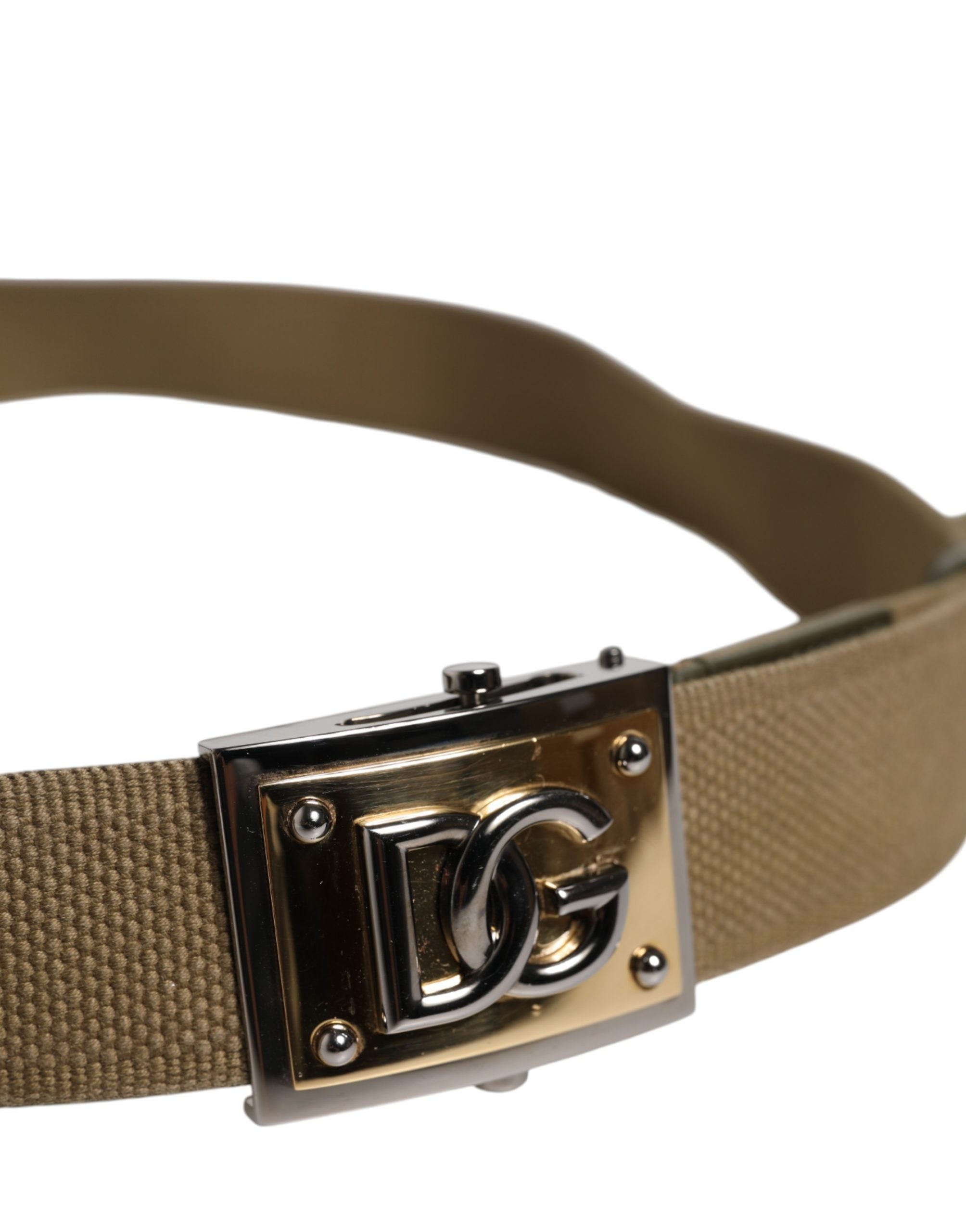 Dolce & Gabbana Men Military Green DG Logo Plaque Buckle Men's Belt (Pre-Owned)