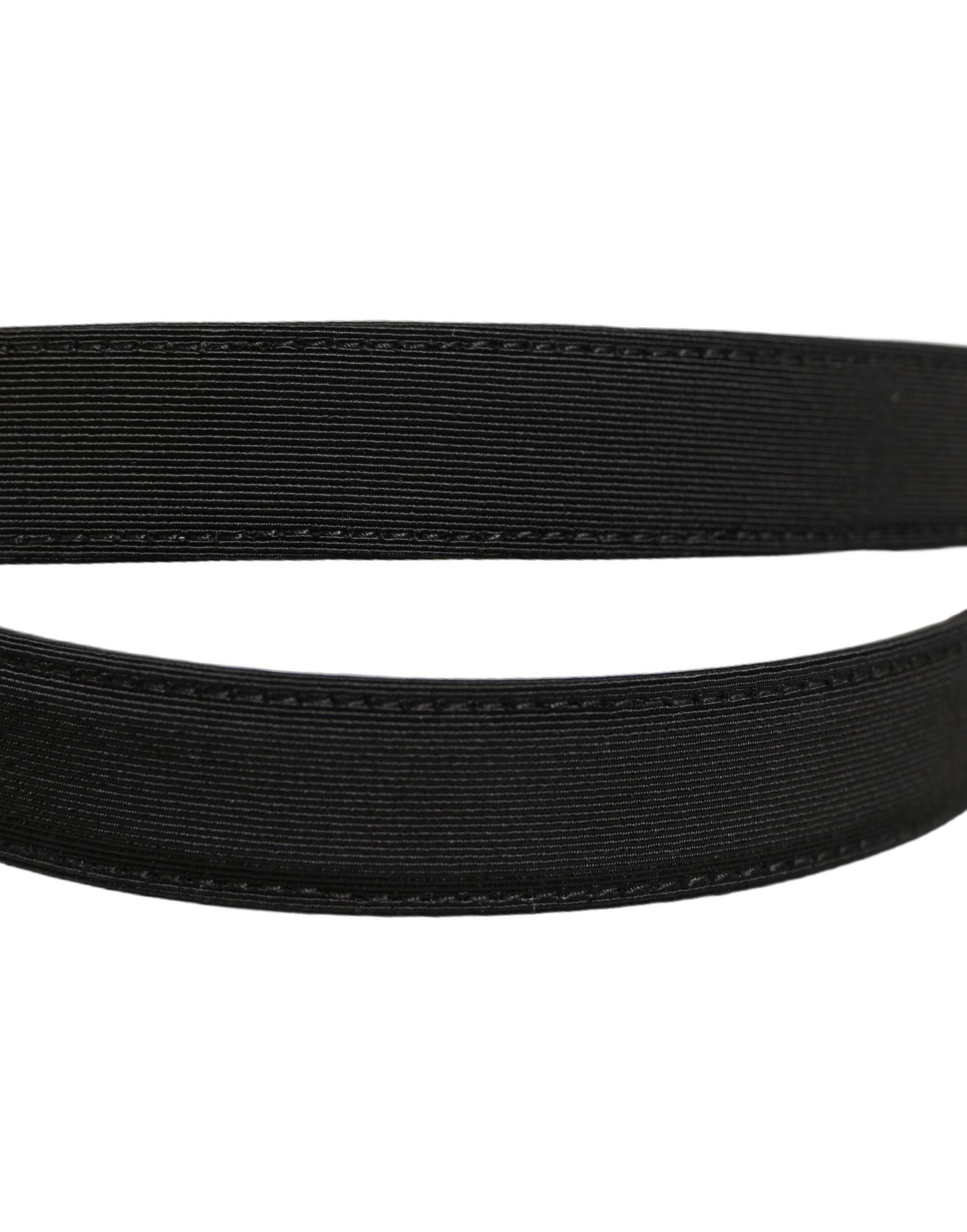 Dolce & Gabbana Black Canvas Leather Gold Metal Buckle Men's Belt