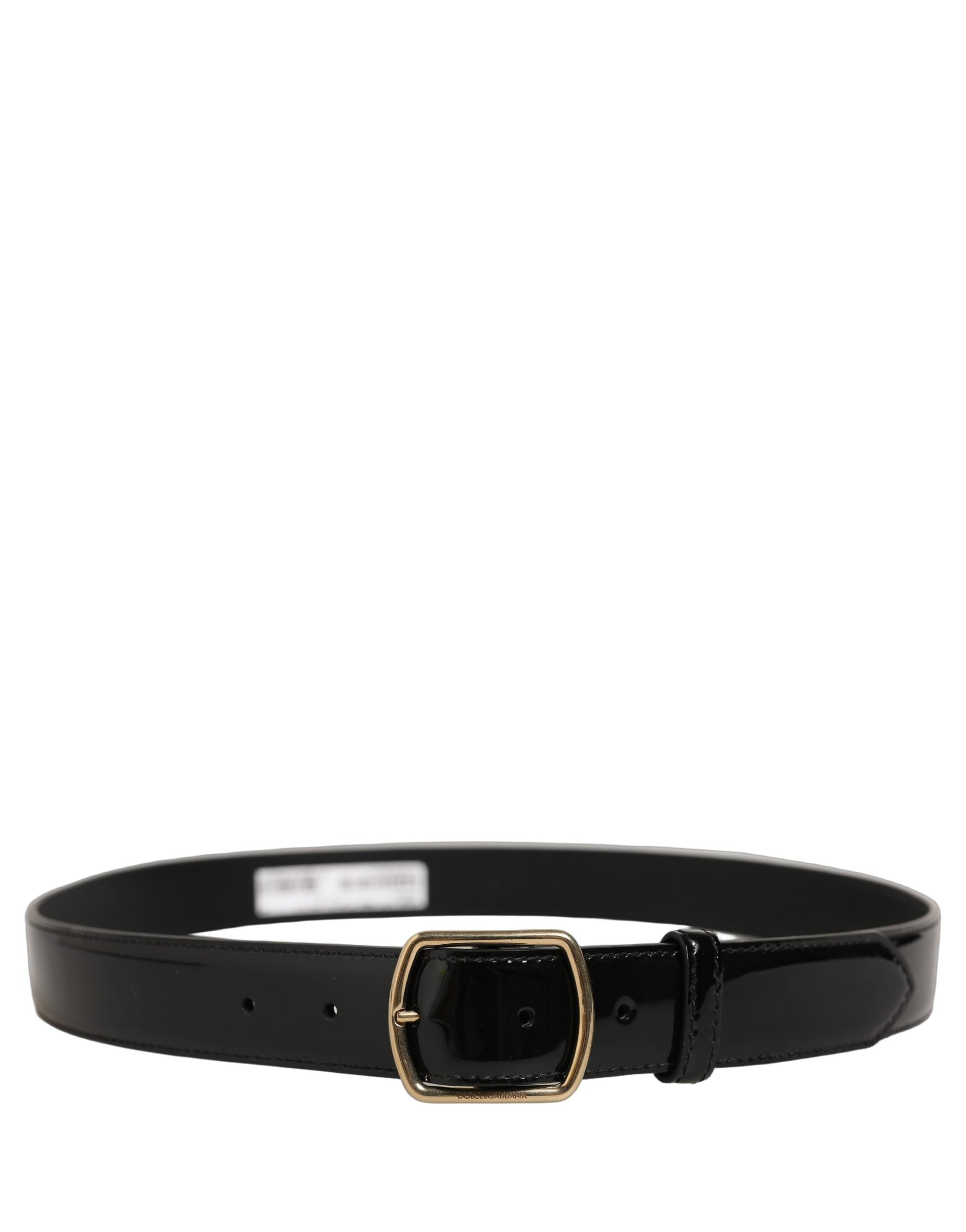 Dolce & Gabbana Black Patent Leather Gold Metal Buckle Men's Belt