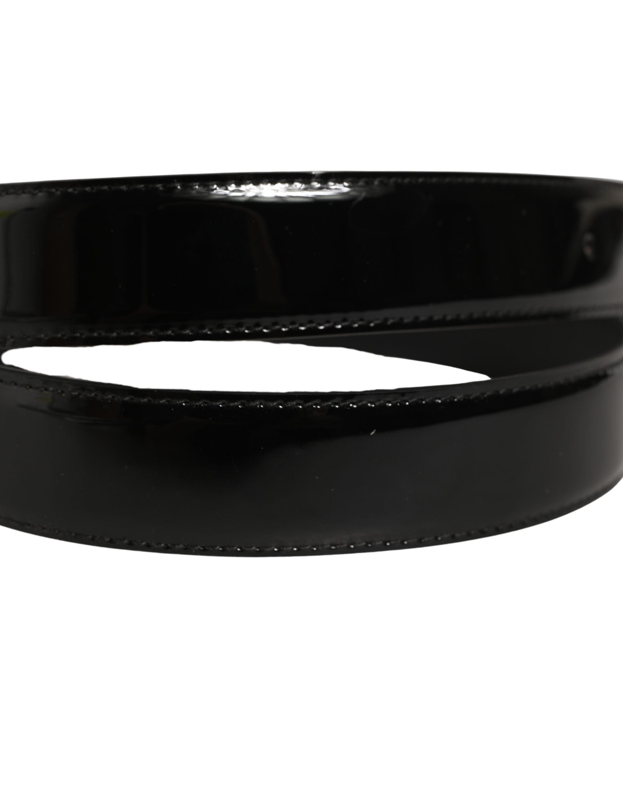 Dolce & Gabbana Black Patent Leather Gold Metal Buckle Men's Belt