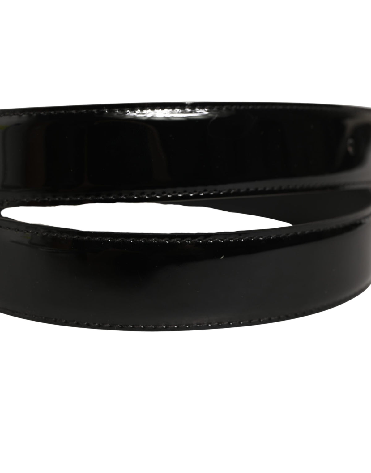 Dolce & Gabbana Black Patent Leather Gold Metal Buckle Men's Belt