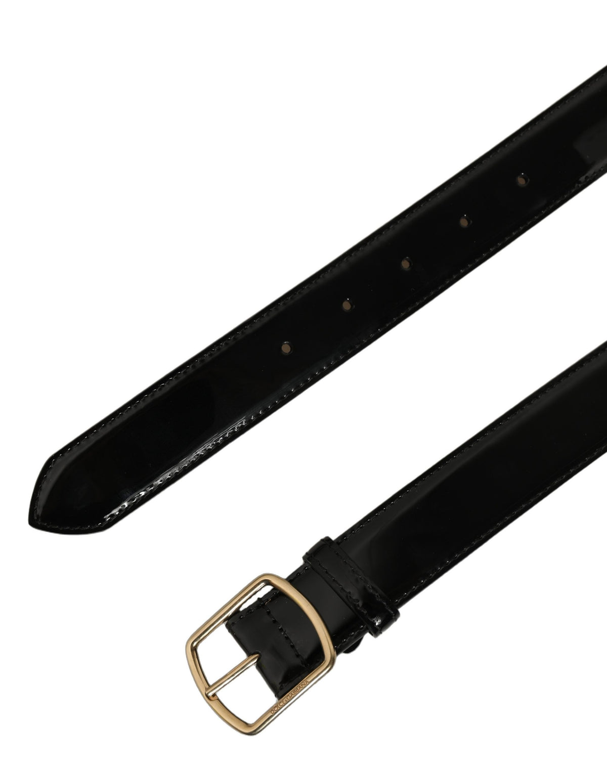 Dolce & Gabbana Black Patent Leather Gold Metal Buckle Men's Belt