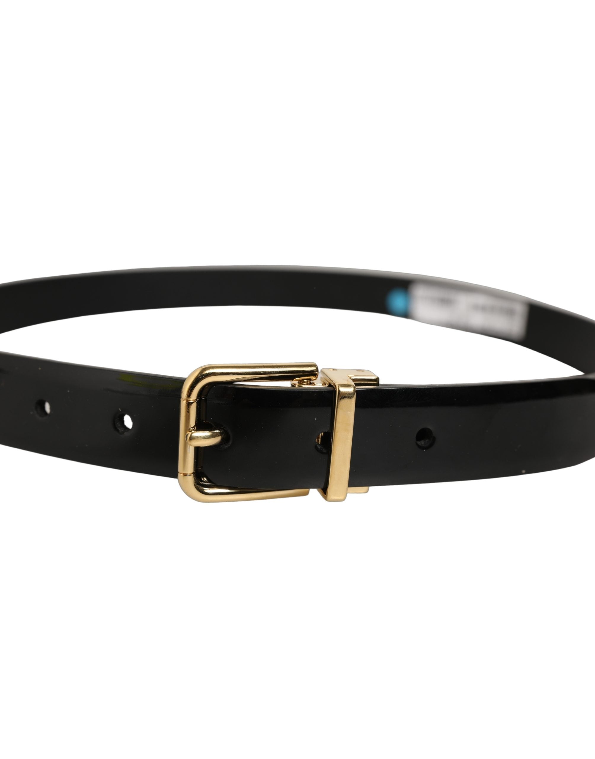 Dolce & Gabbana Black Classic Leather Gold Tone Buckle Men's Belt