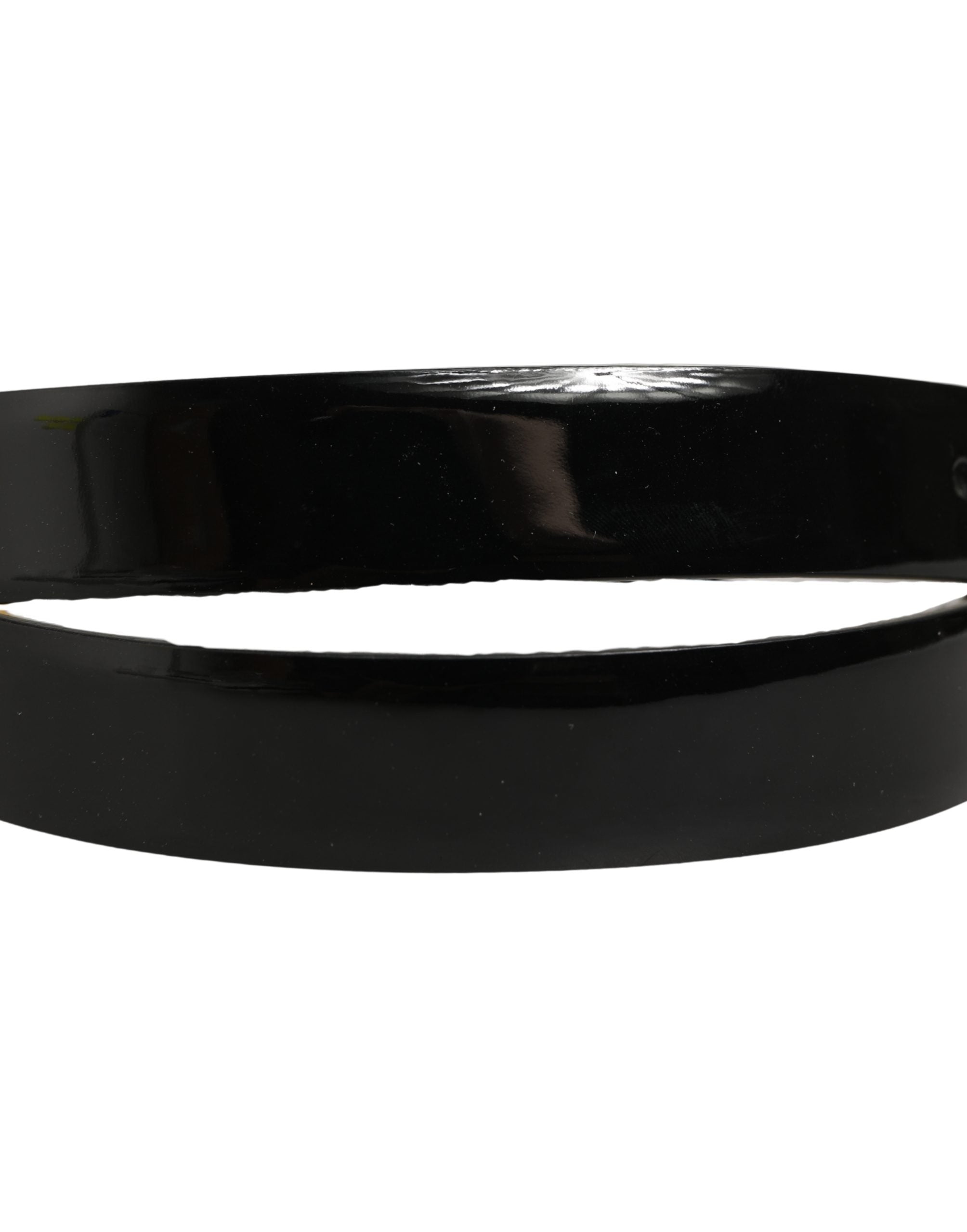 Dolce & Gabbana Black Classic Leather Gold Tone Buckle Men's Belt