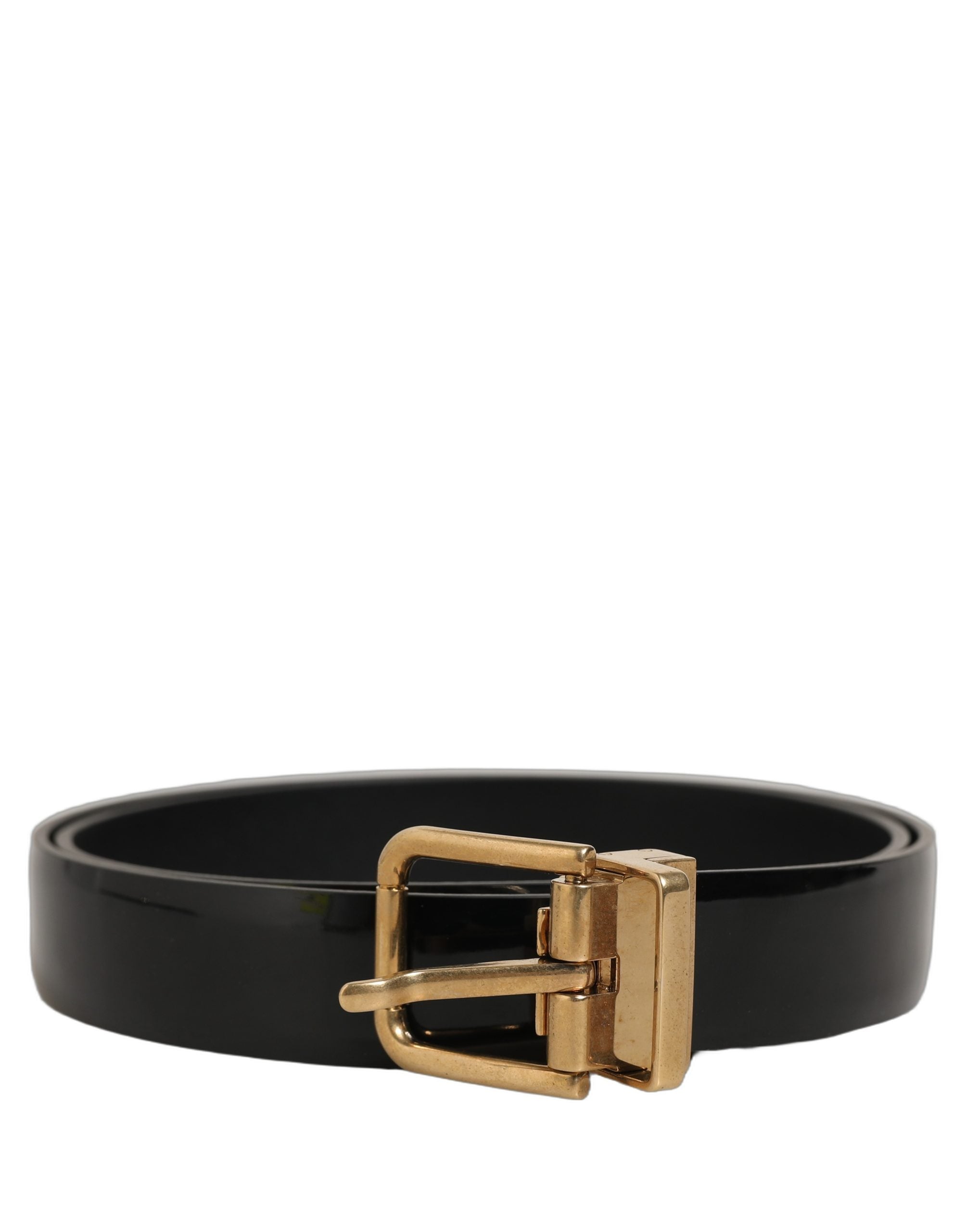 Dolce & Gabbana Black Classic Leather Gold Tone Buckle Men's Belt