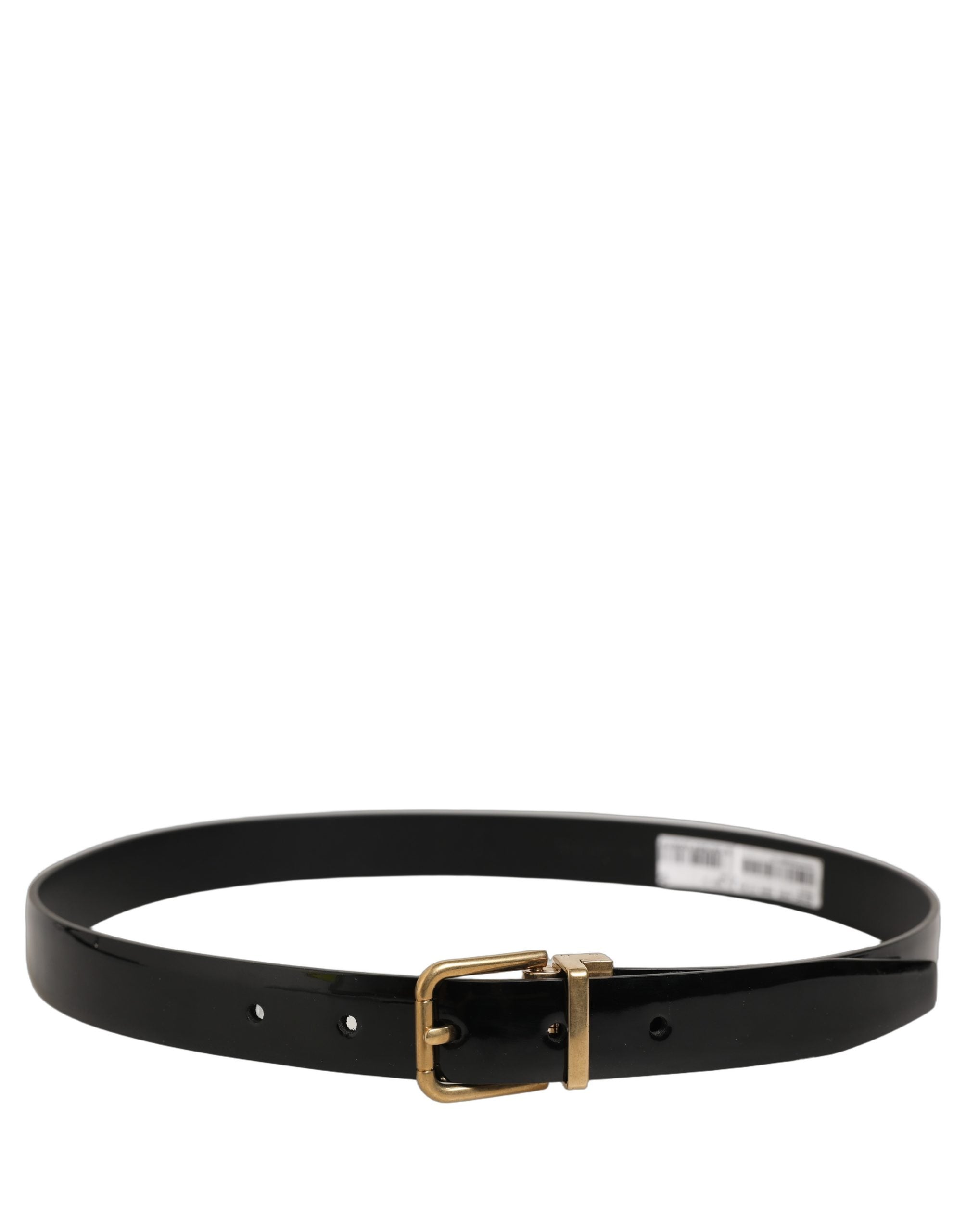 Dolce & Gabbana Black Classic Leather Gold Tone Buckle Men's Belt