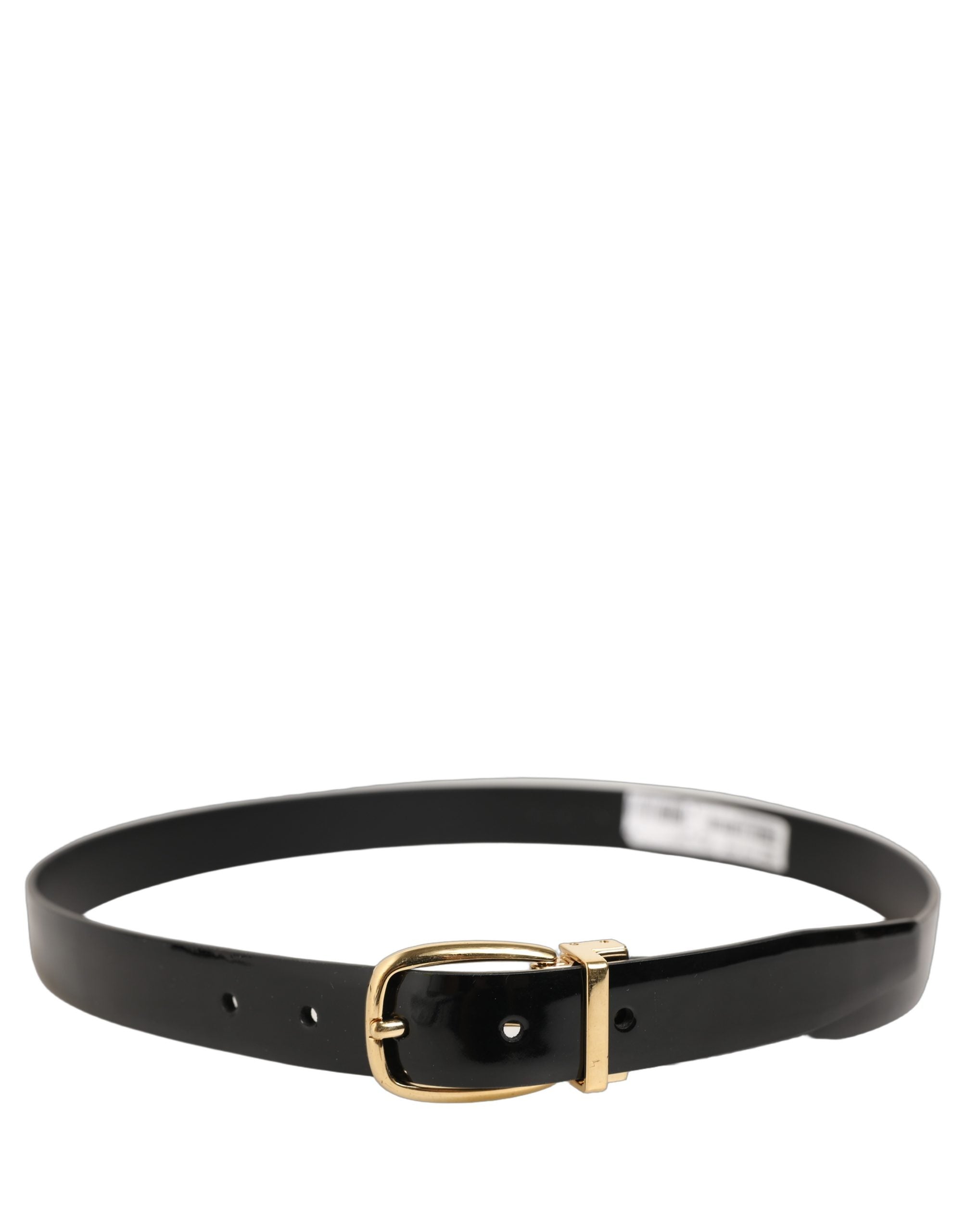 Dolce & Gabbana Black Classic Leather Gold Tone Buckle Men's Belt