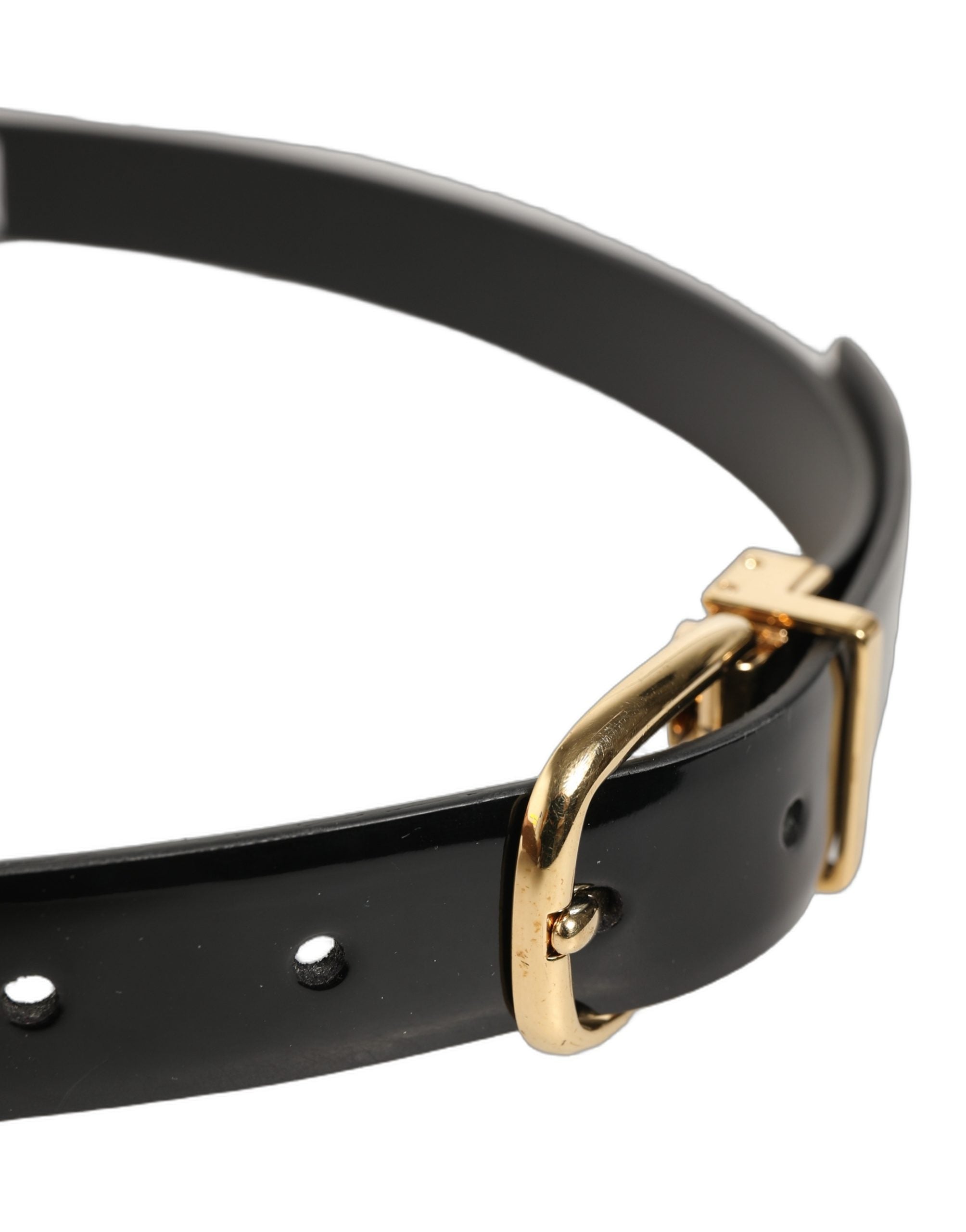 Dolce & Gabbana Black Classic Leather Gold Tone Buckle Men's Belt
