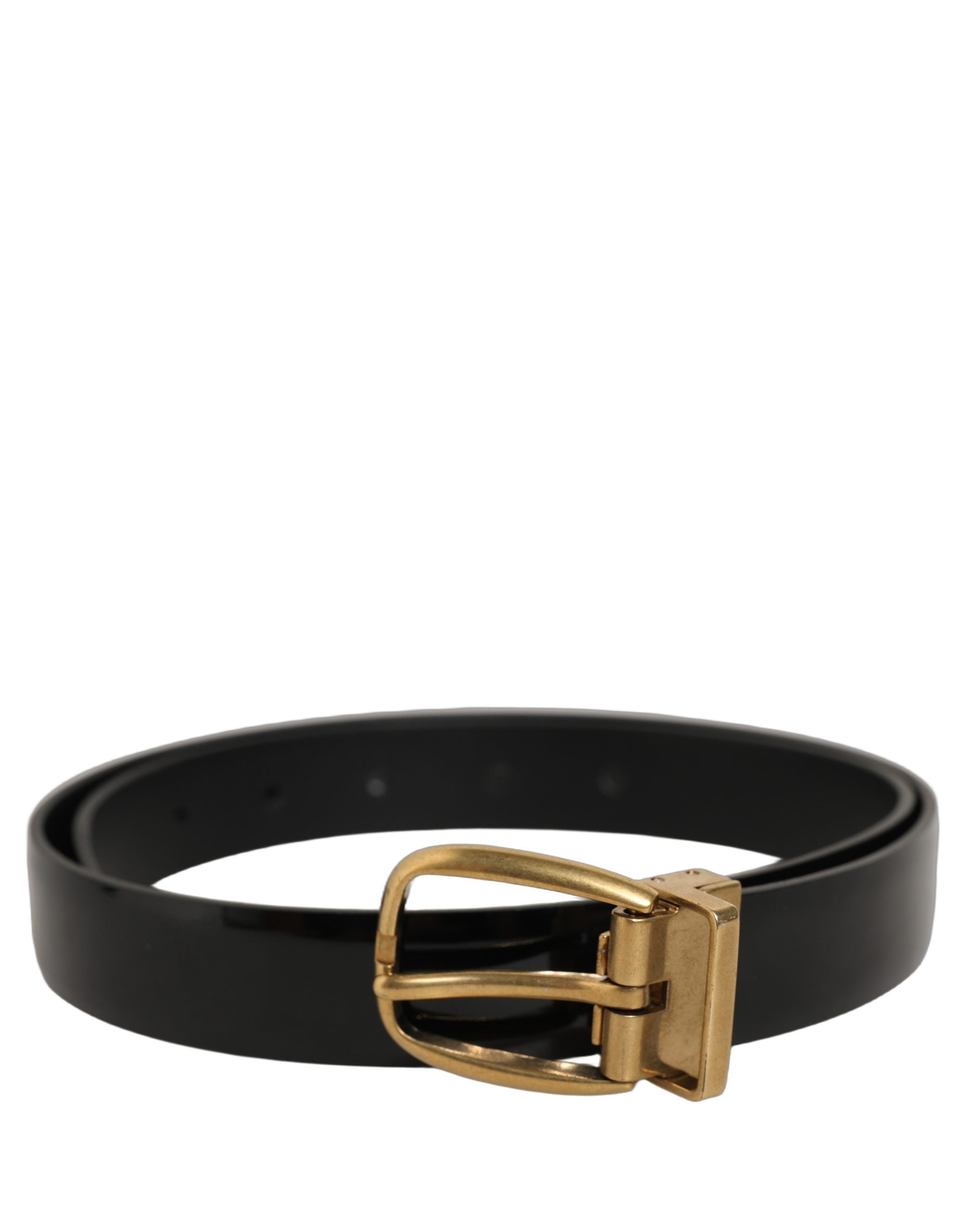 Dolce & Gabbana Black Classic Leather Gold Tone Buckle Men's Belt