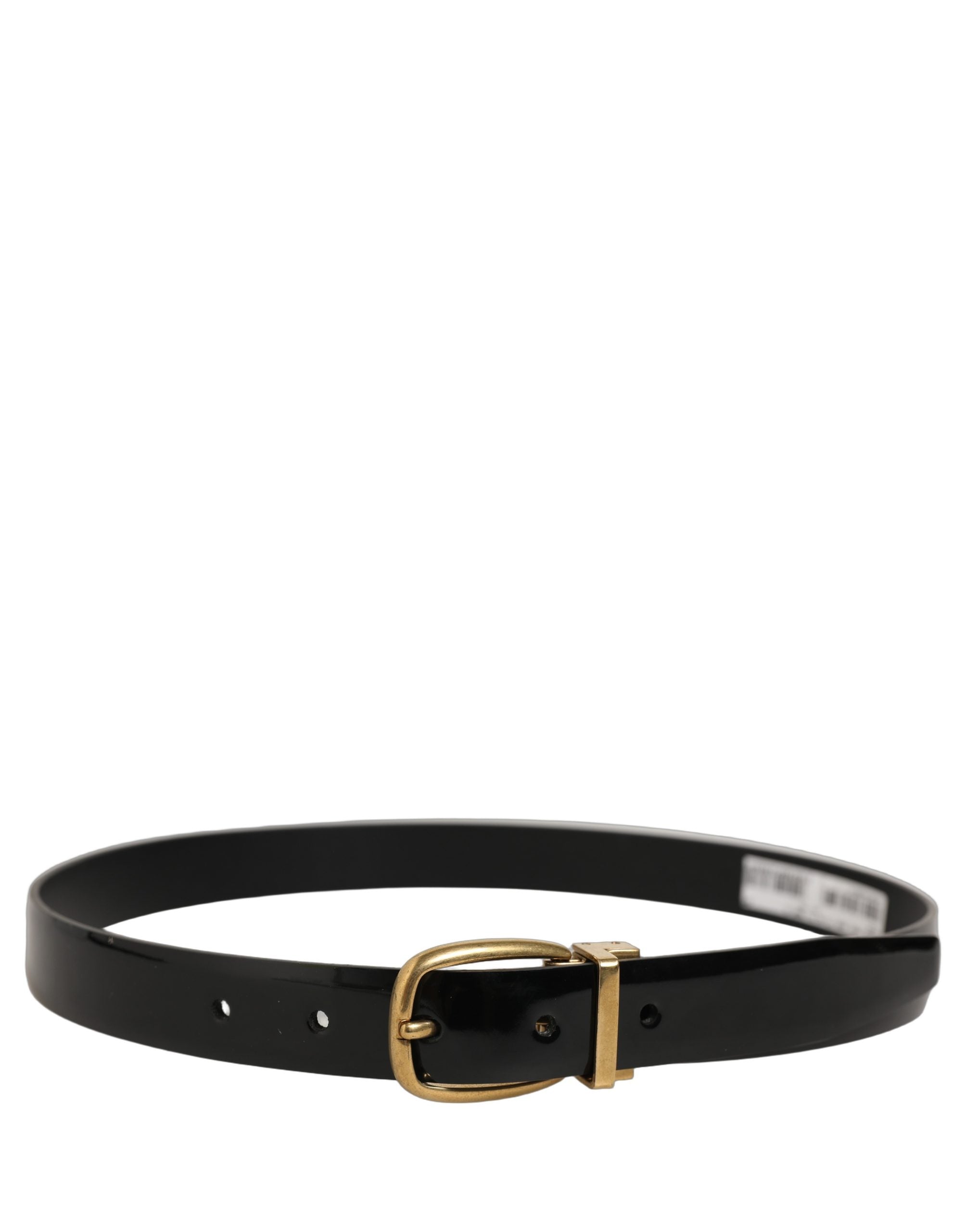 Dolce & Gabbana Black Classic Leather Gold Tone Buckle Men's Belt