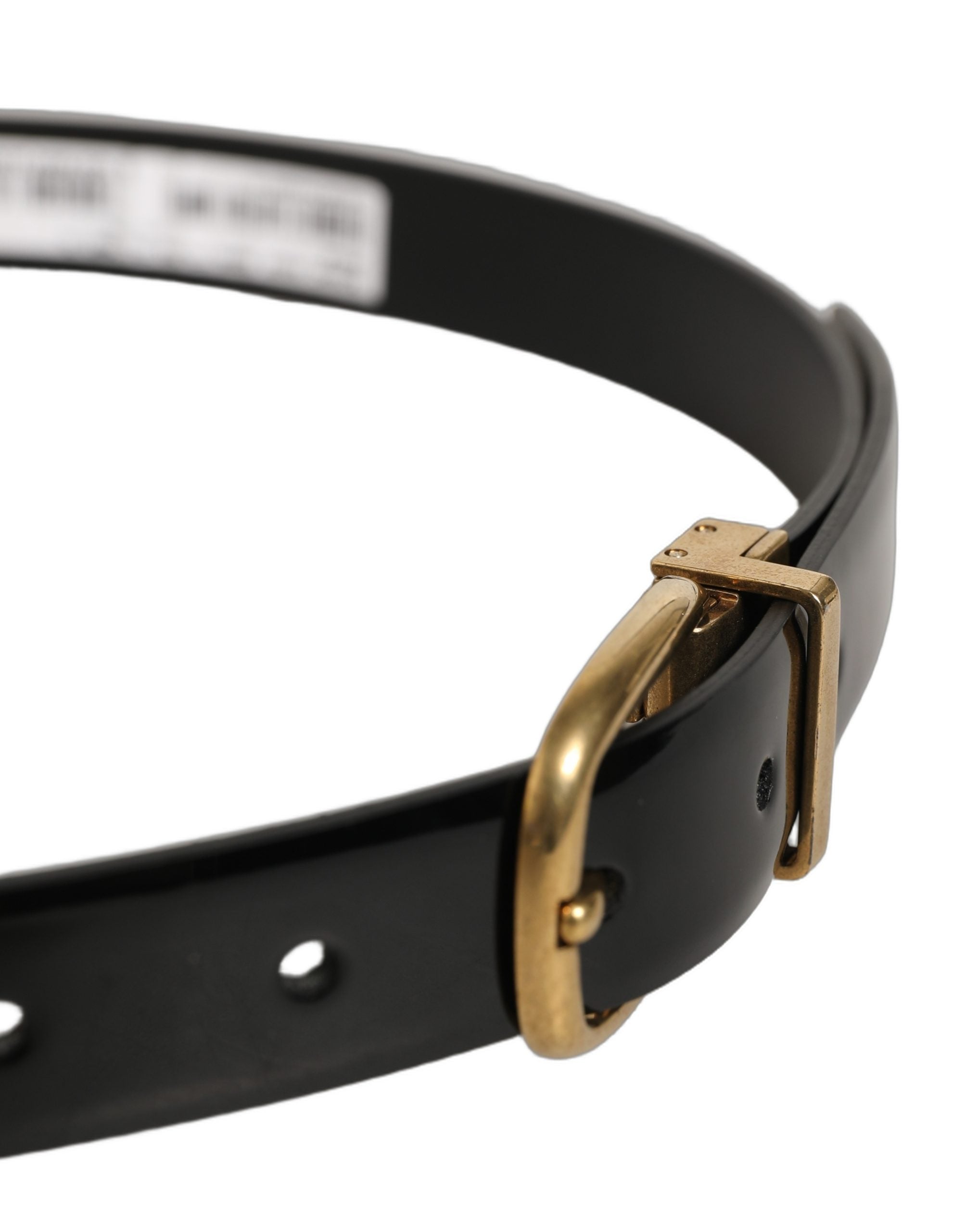 Dolce & Gabbana Black Classic Leather Gold Tone Buckle Men's Belt