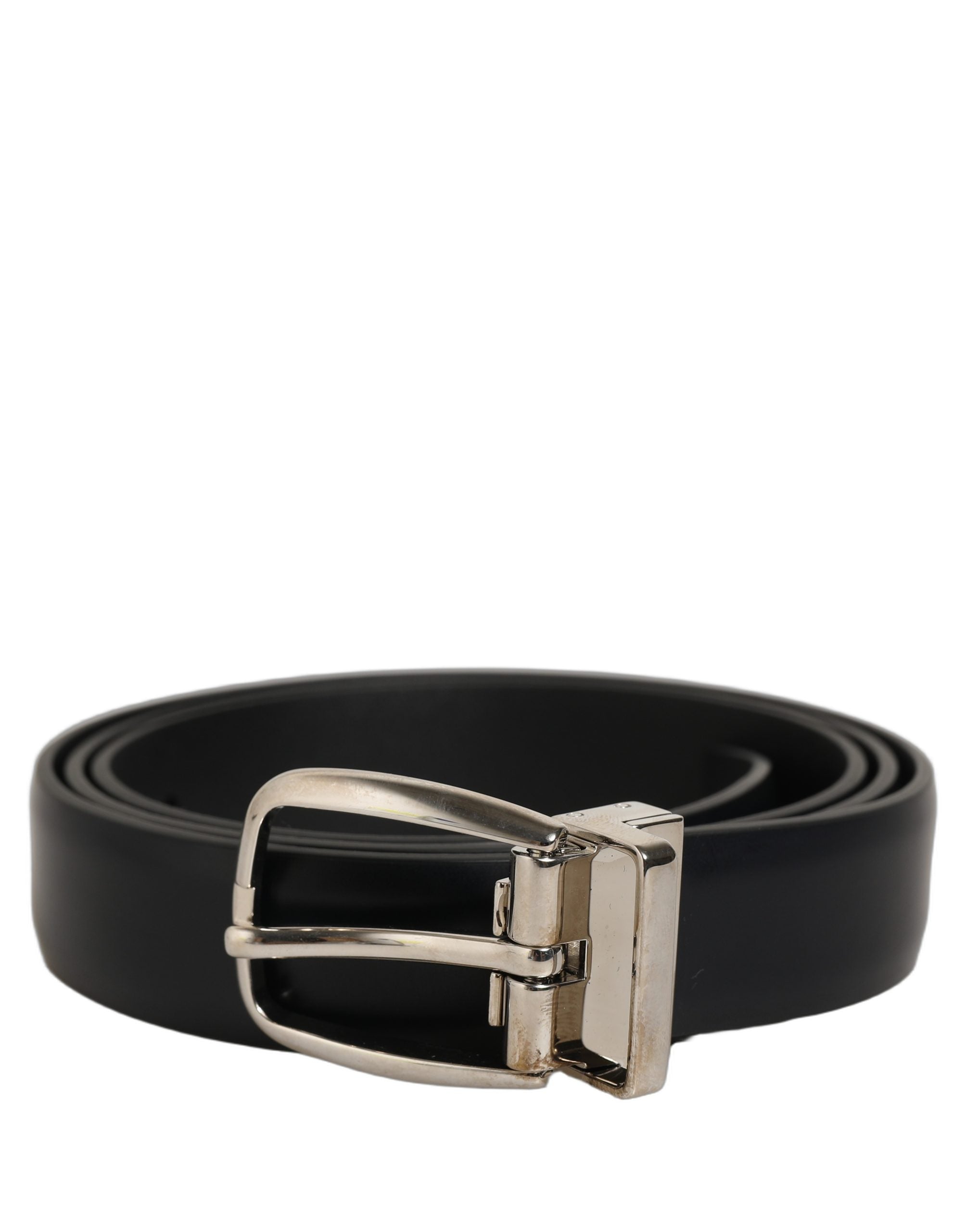 Dolce & Gabbana Blue Calf Leather Silver Metal Buckle Men's Belt