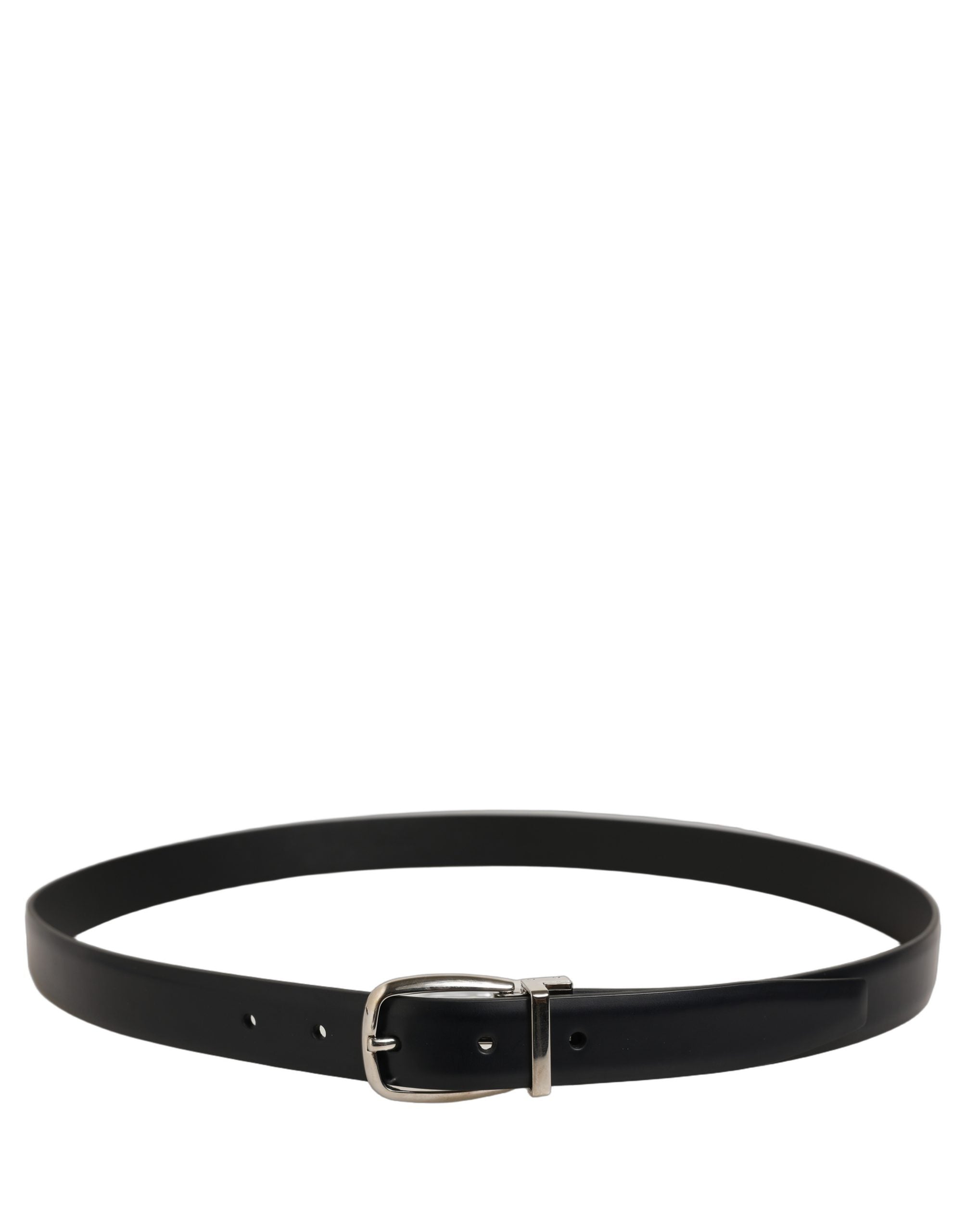 Dolce & Gabbana Blue Calf Leather Silver Metal Buckle Men's Belt