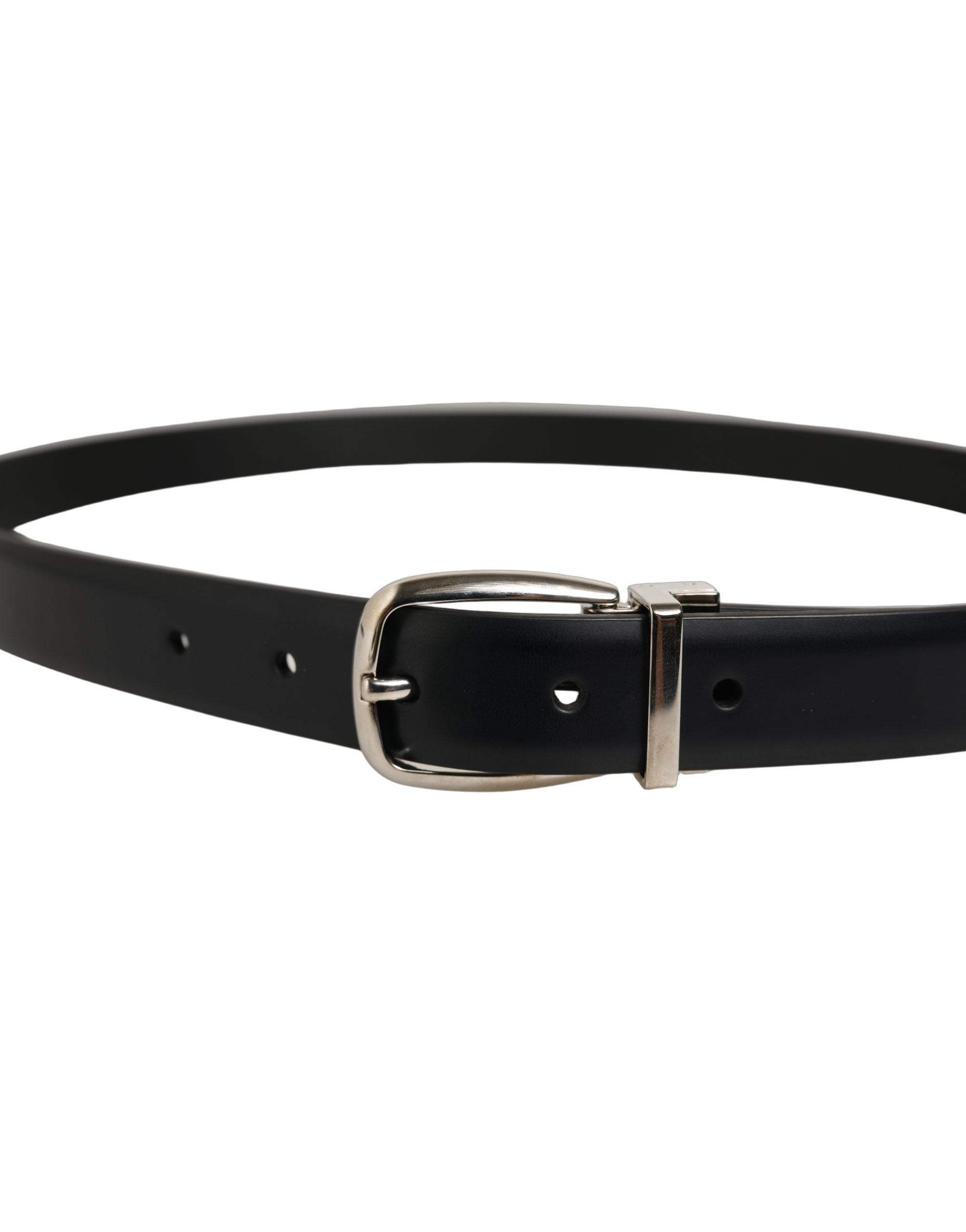 Dolce & Gabbana Blue Calf Leather Silver Metal Buckle Men's Belt