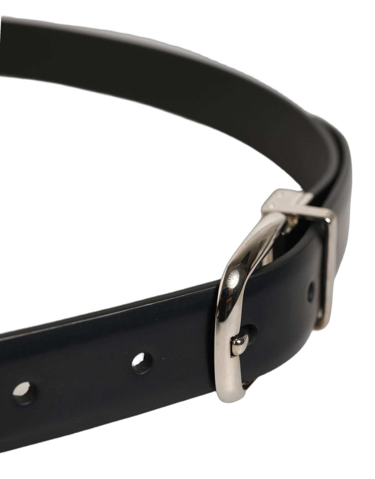 Dolce & Gabbana Blue Calf Leather Silver Metal Buckle Men's Belt