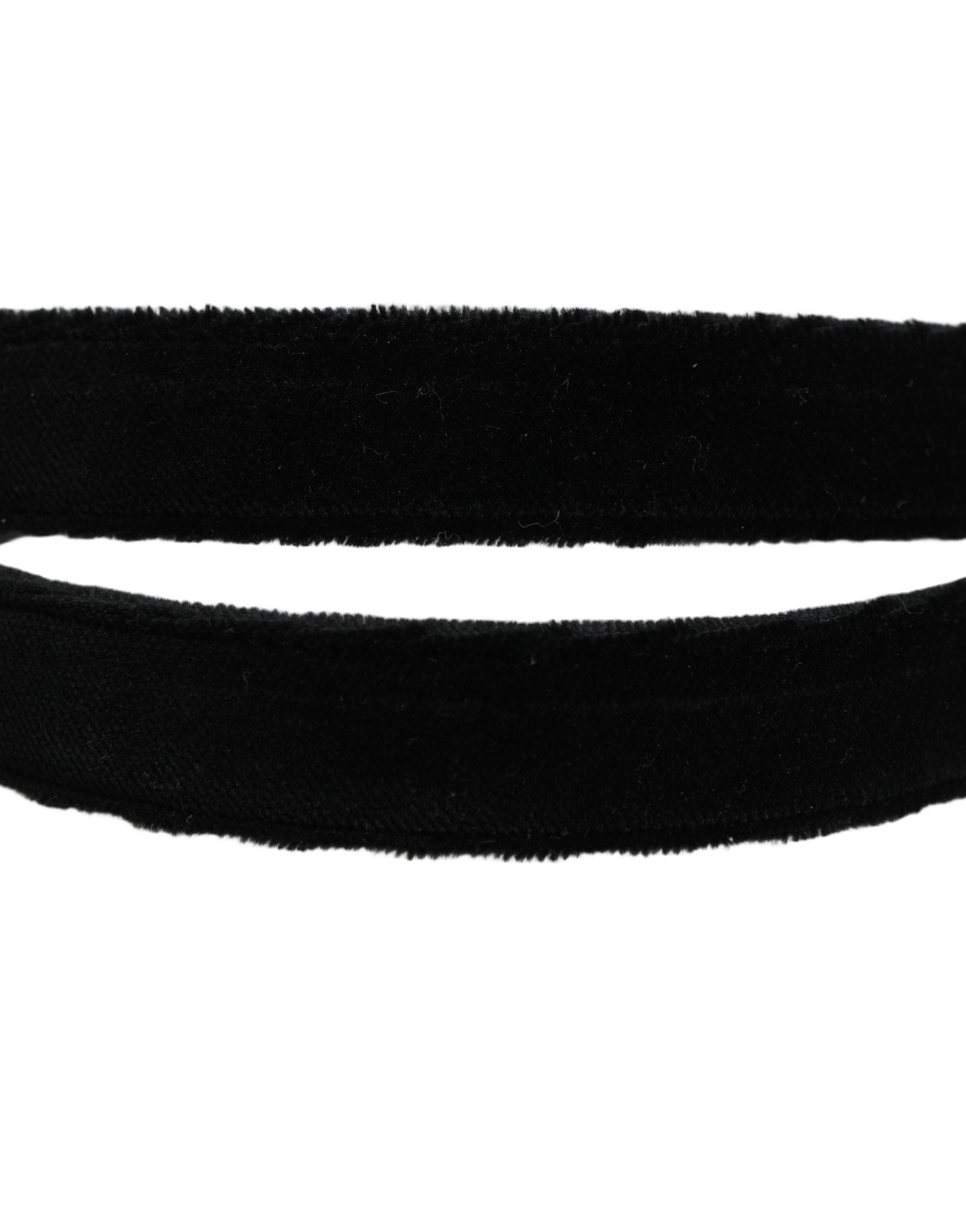 Dolce & Gabbana Black Velvet Silver Tone Metal Buckle Men's Belt
