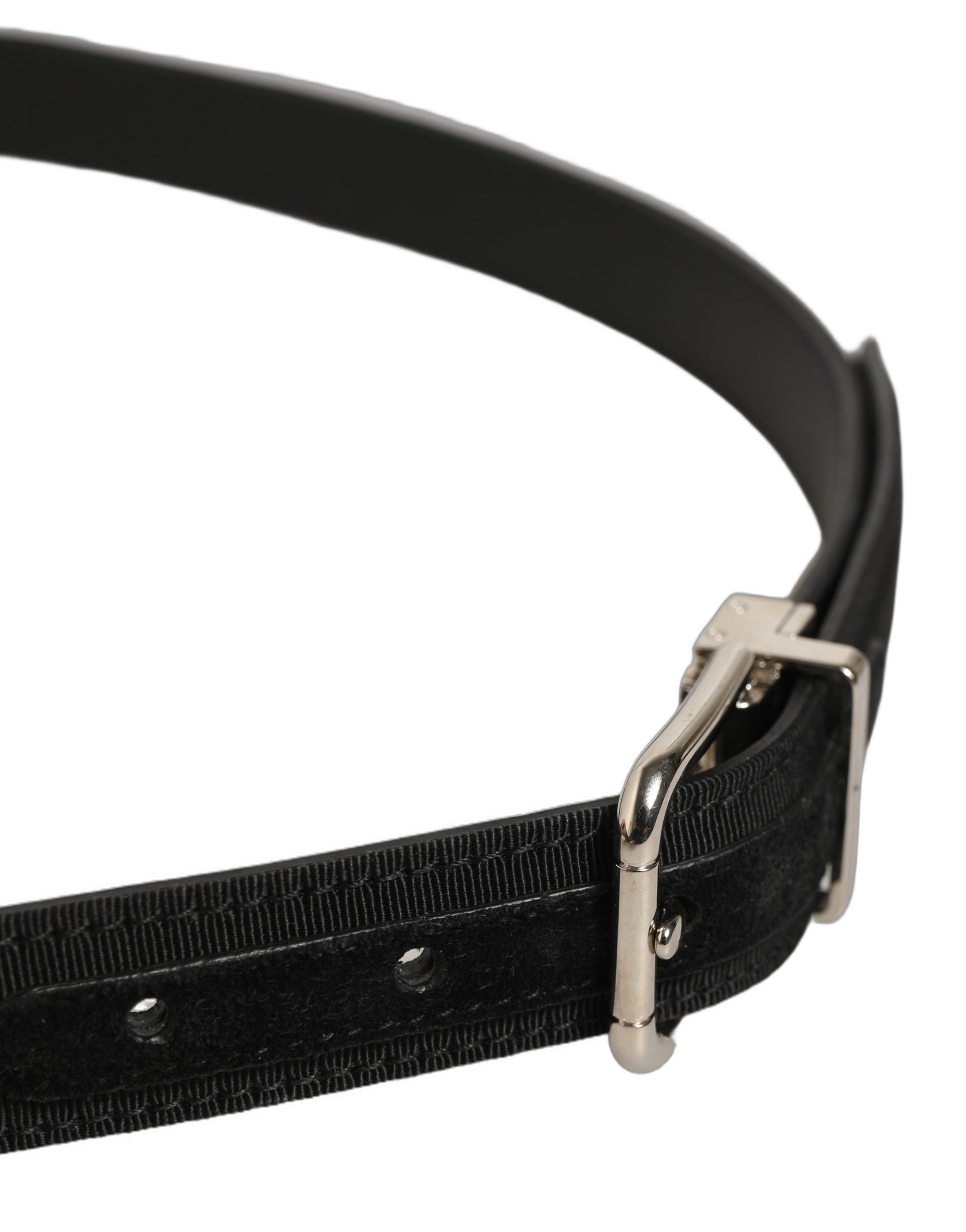 Dolce & Gabbana Black Classic Leather Silver Tone Buckle Men's Belt