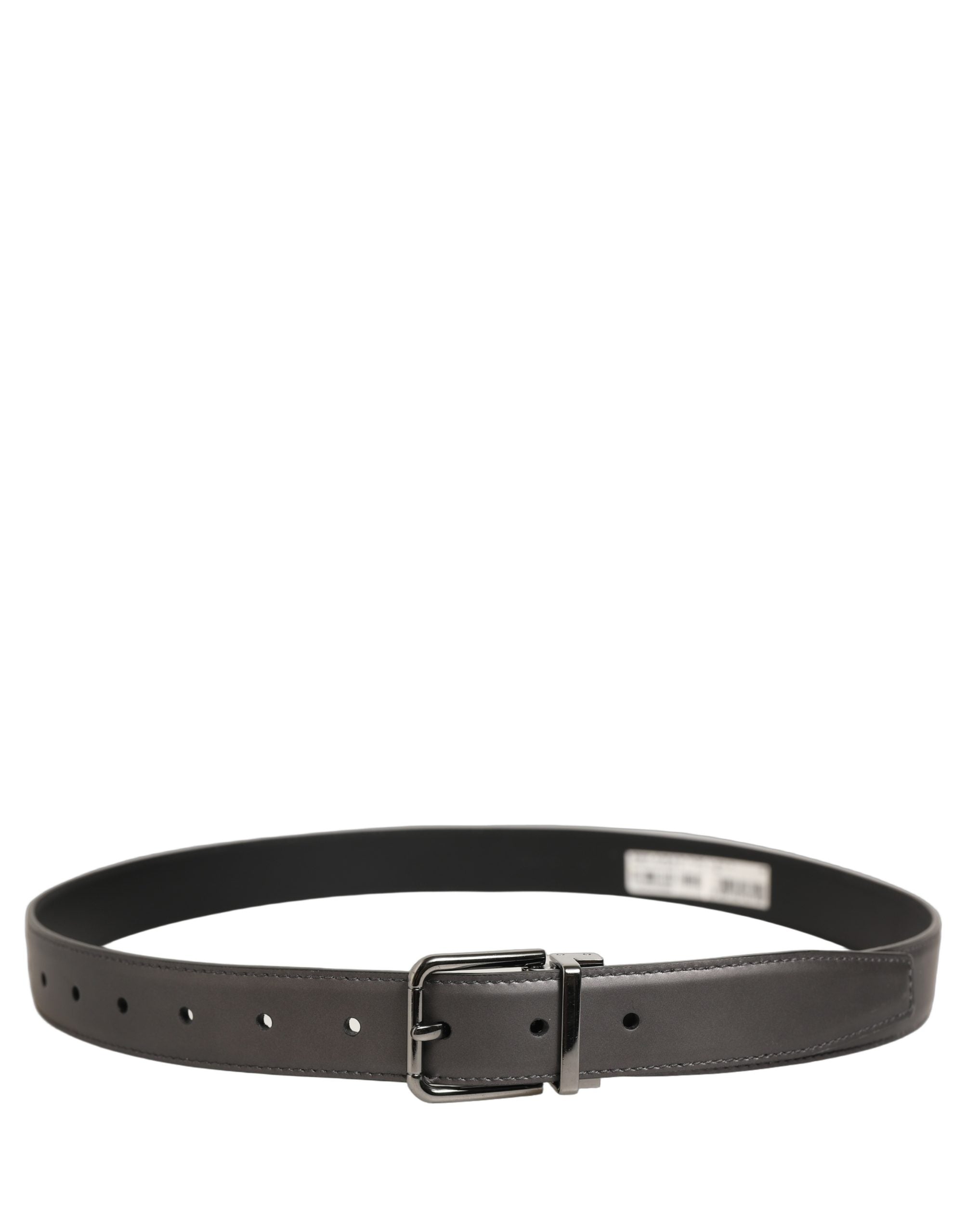 Dolce & Gabbana Dark Gray Leather Metal Buckle Classic Men's Belt (Pre-Owned)