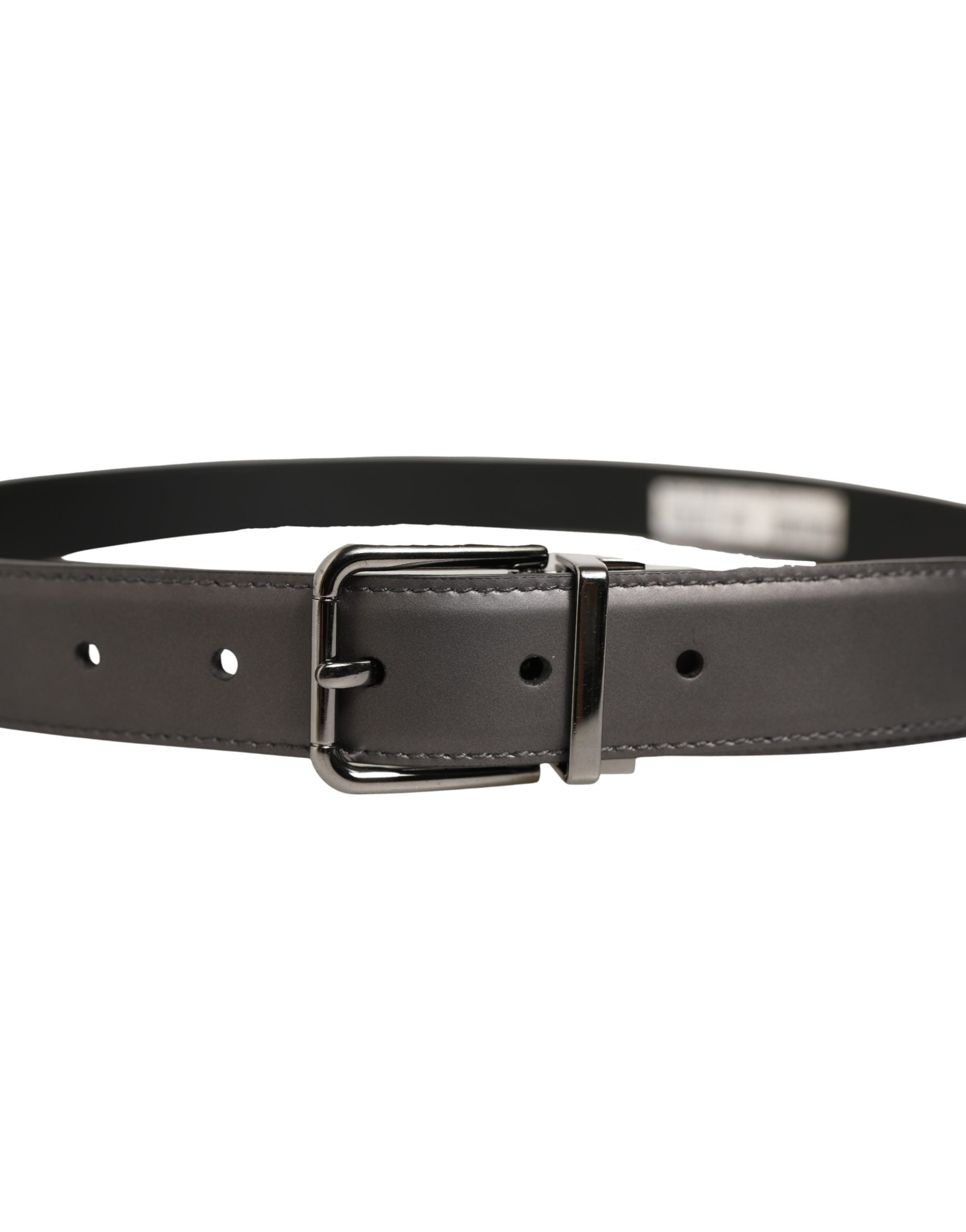 Dolce & Gabbana Dark Gray Leather Metal Buckle Classic Men's Belt (Pre-Owned)